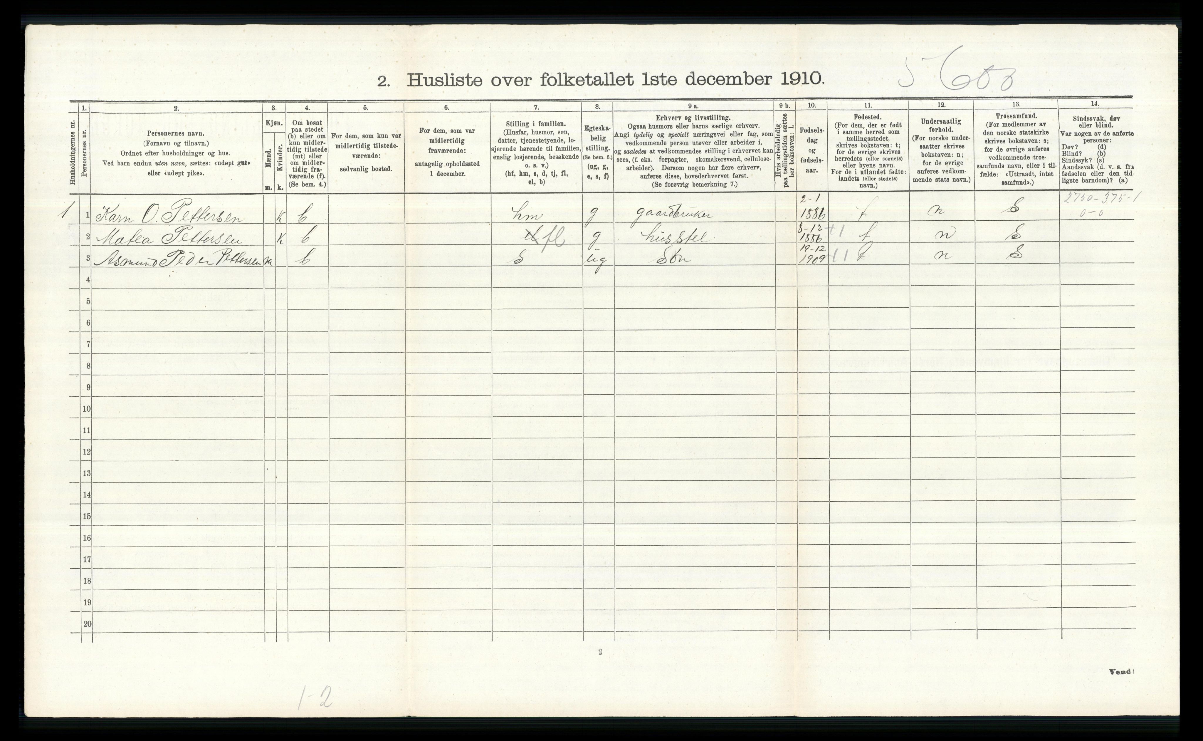 RA, 1910 census for Nord-Fron, 1910, p. 765