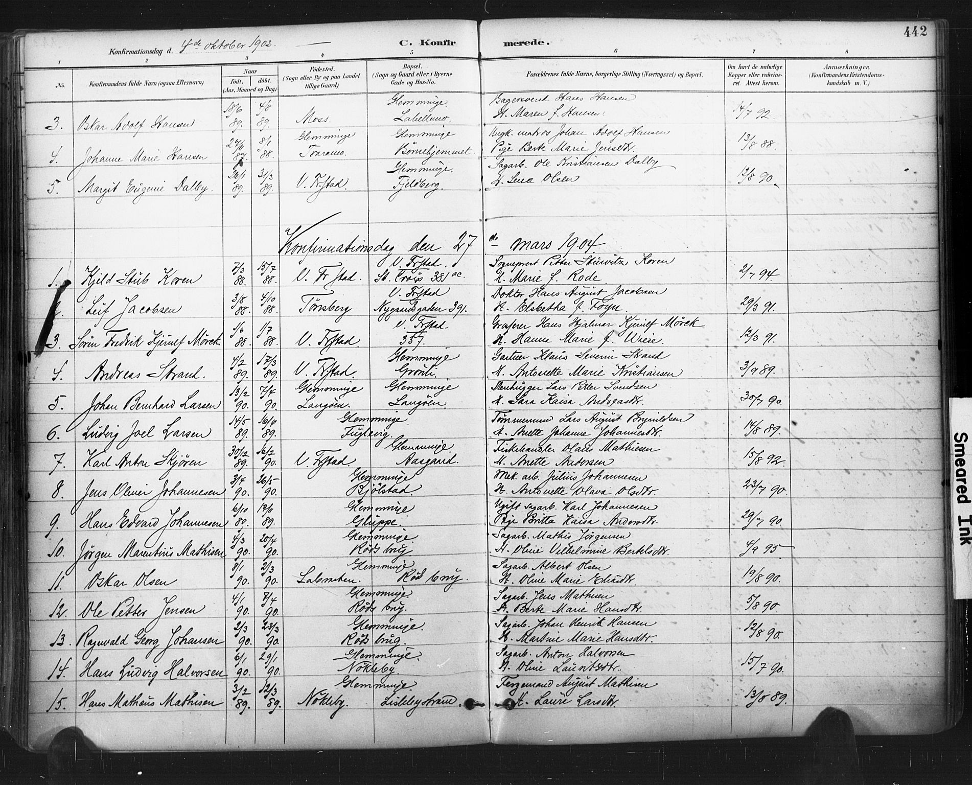 Glemmen prestekontor Kirkebøker, SAO/A-10908/F/Fa/L0013: Parish register (official) no. 13, 1892-1907, p. 442