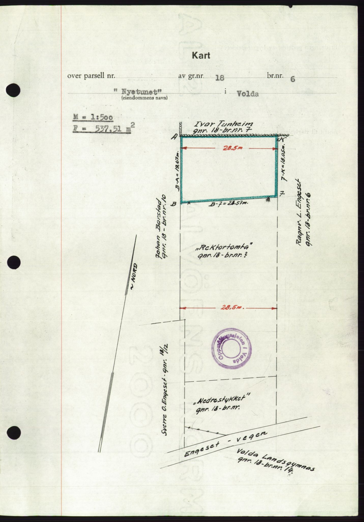 Søre Sunnmøre sorenskriveri, AV/SAT-A-4122/1/2/2C/L0104: Mortgage book no. 30A, 1956-1956, Diary no: : 1315/1956