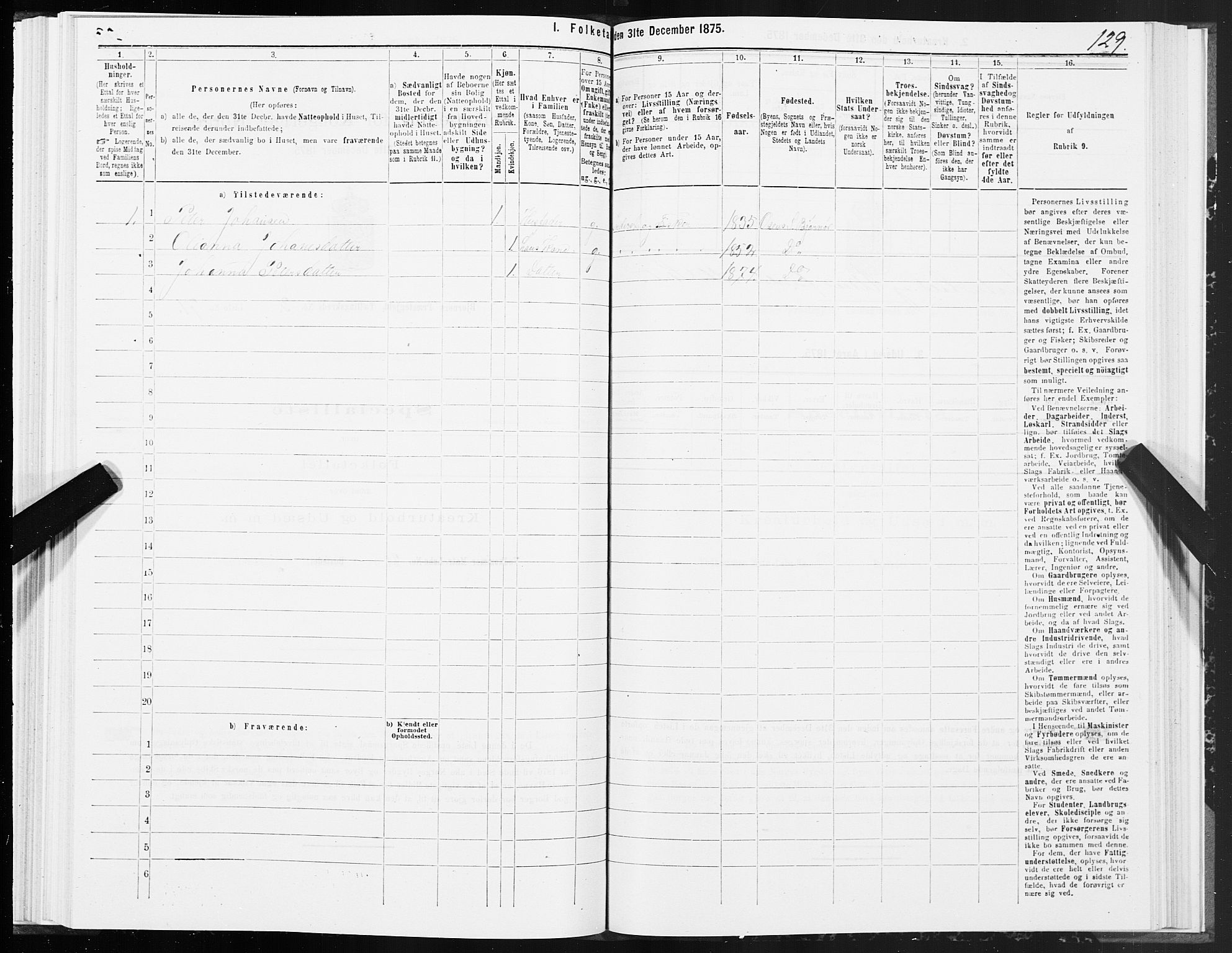 SAT, 1875 census for 1632P Bjørnør, 1875, p. 2129