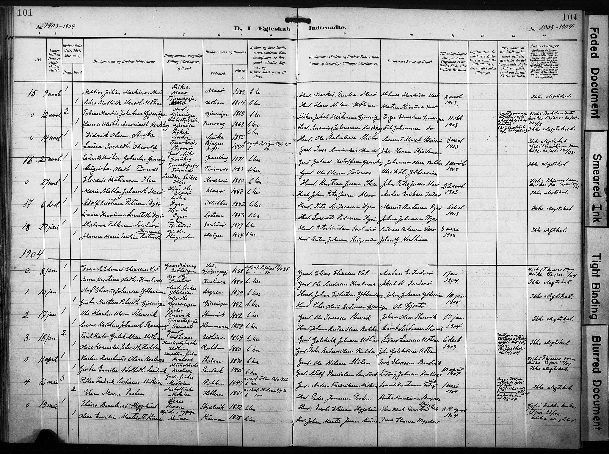 Ministerialprotokoller, klokkerbøker og fødselsregistre - Sør-Trøndelag, SAT/A-1456/640/L0580: Parish register (official) no. 640A05, 1902-1910, p. 101