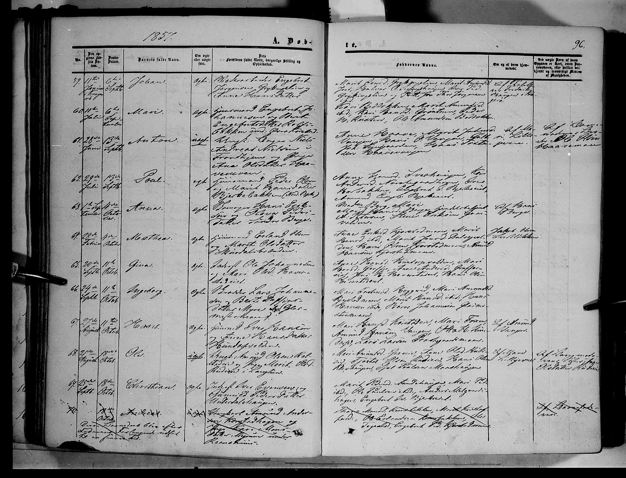 Sør-Fron prestekontor, AV/SAH-PREST-010/H/Ha/Haa/L0001: Parish register (official) no. 1, 1849-1863, p. 96