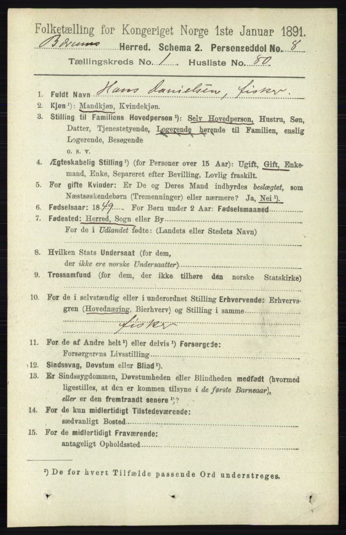 RA, 1891 census for 0219 Bærum, 1891, p. 834