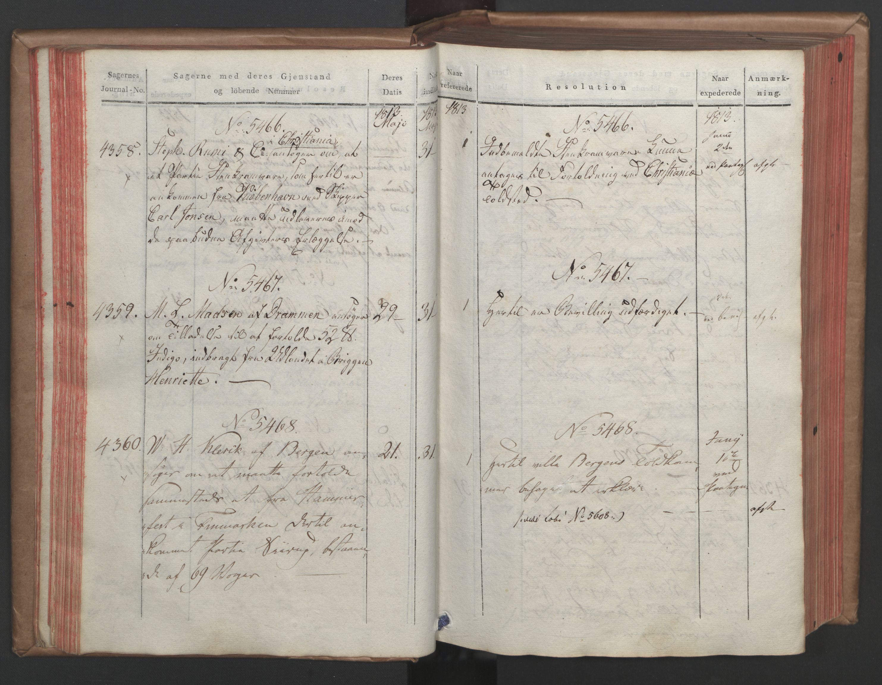 Stattholderembetet 1810-1814, 1. kontor (Kontor A), AV/RA-EA-2872/Ab/L0006: Referatprotokoll,  j.nr. 4244-5022,  l.nr. 5322-6289, 1813, p. 47