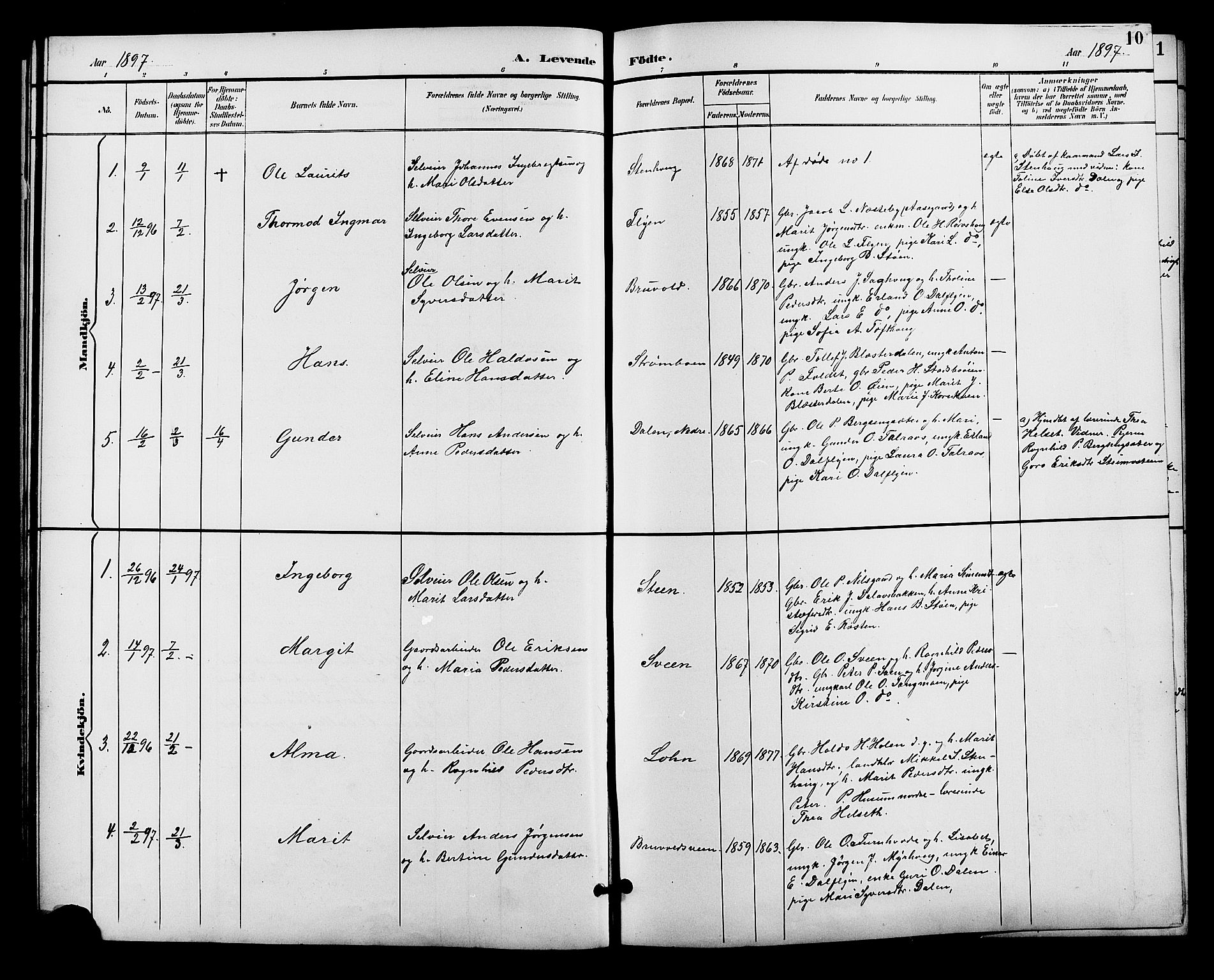 Alvdal prestekontor, SAH/PREST-060/H/Ha/Hab/L0004: Parish register (copy) no. 4, 1894-1910, p. 10