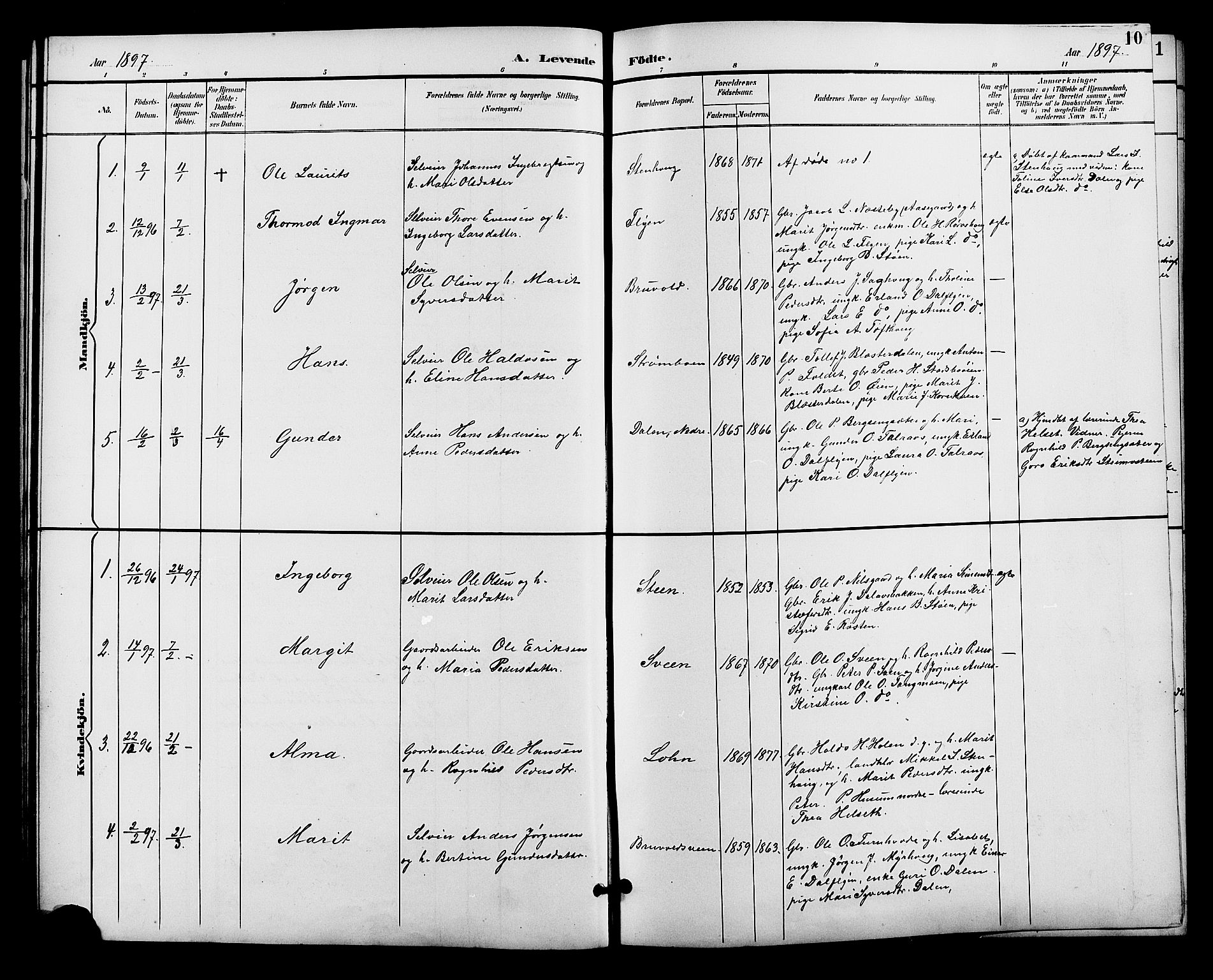 Alvdal prestekontor, AV/SAH-PREST-060/H/Ha/Hab/L0004: Parish register (copy) no. 4, 1894-1910, p. 10