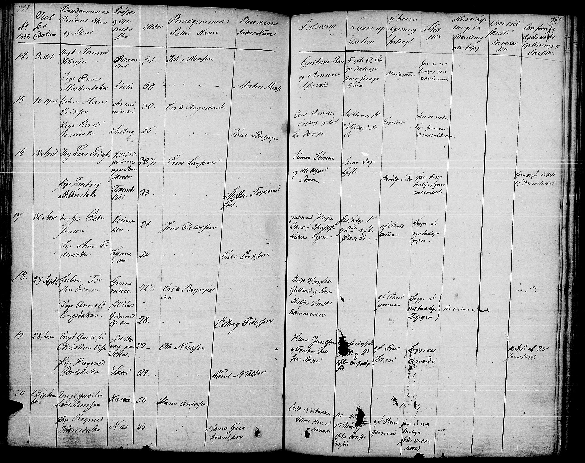 Gran prestekontor, SAH/PREST-112/H/Ha/Haa/L0010: Parish register (official) no. 10, 1824-1842, p. 758-759