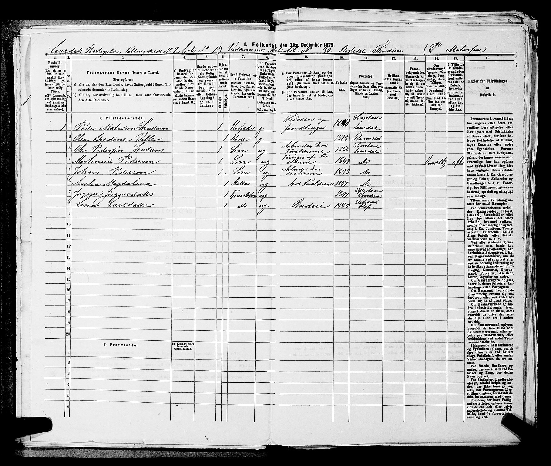 SAKO, 1875 census for 0728P Lardal, 1875, p. 235