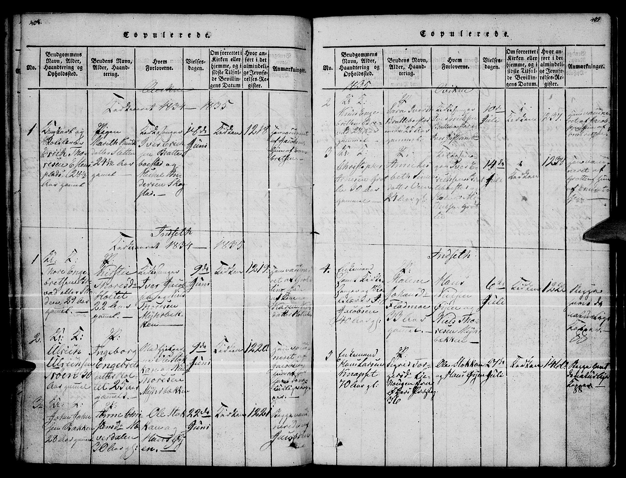 Kvikne prestekontor, SAH/PREST-064/H/Ha/Haa/L0004: Parish register (official) no. 4, 1815-1840, p. 408-409