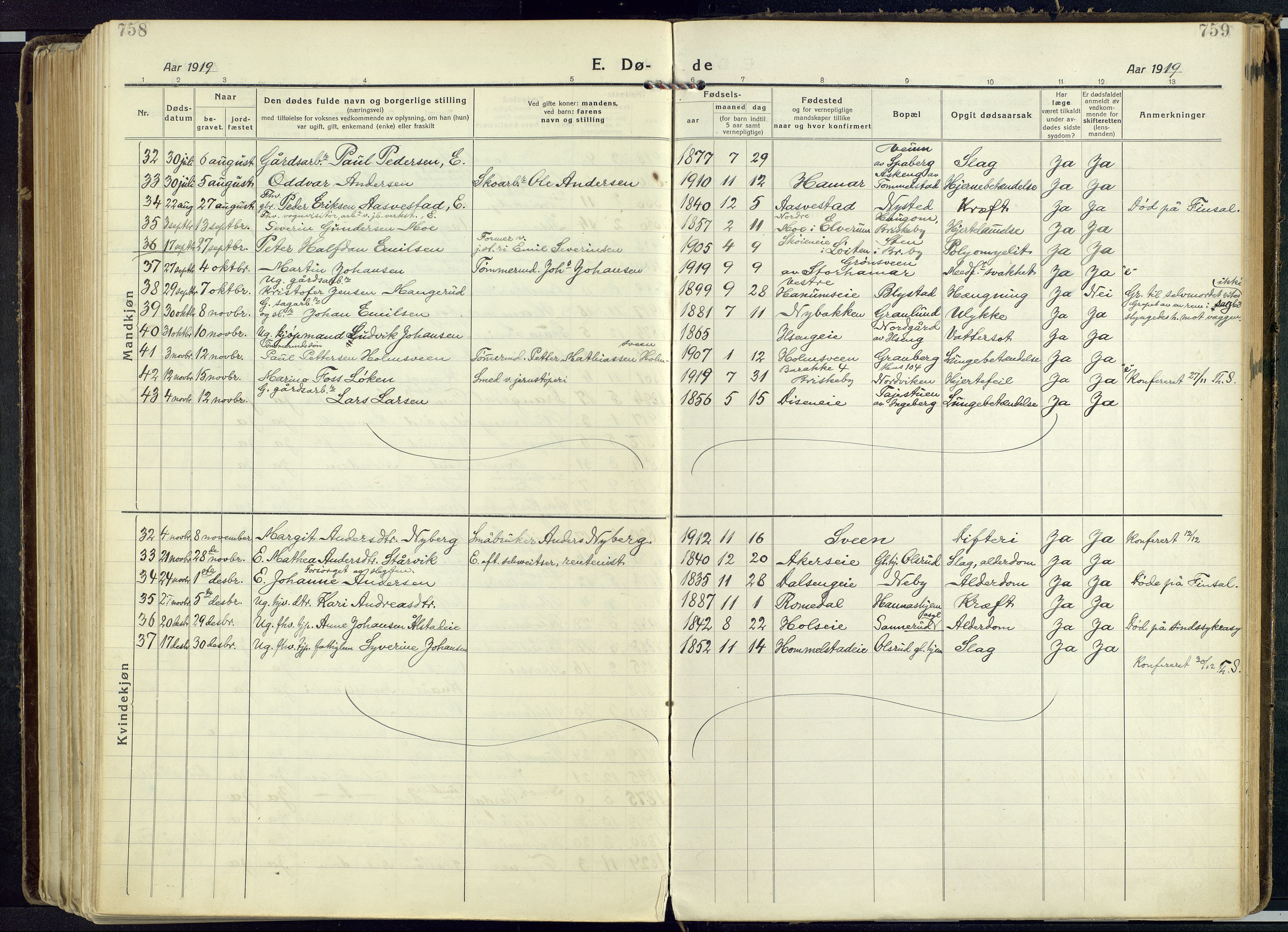 Vang prestekontor, Hedmark, AV/SAH-PREST-008/H/Ha/Haa/L0022: Parish register (official) no. 22, 1918-1944, p. 758-759