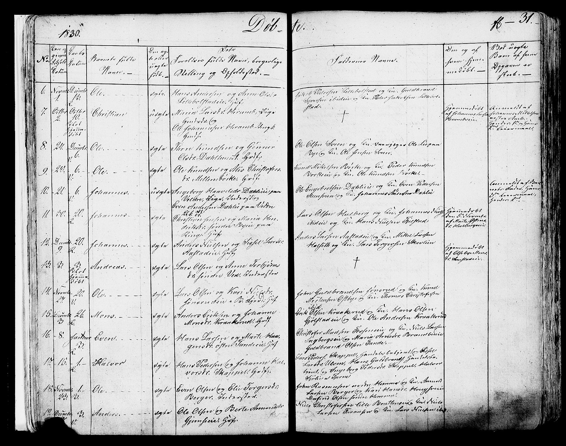 Ringsaker prestekontor, SAH/PREST-014/K/Ka/L0007: Parish register (official) no. 7A, 1826-1837, p. 31