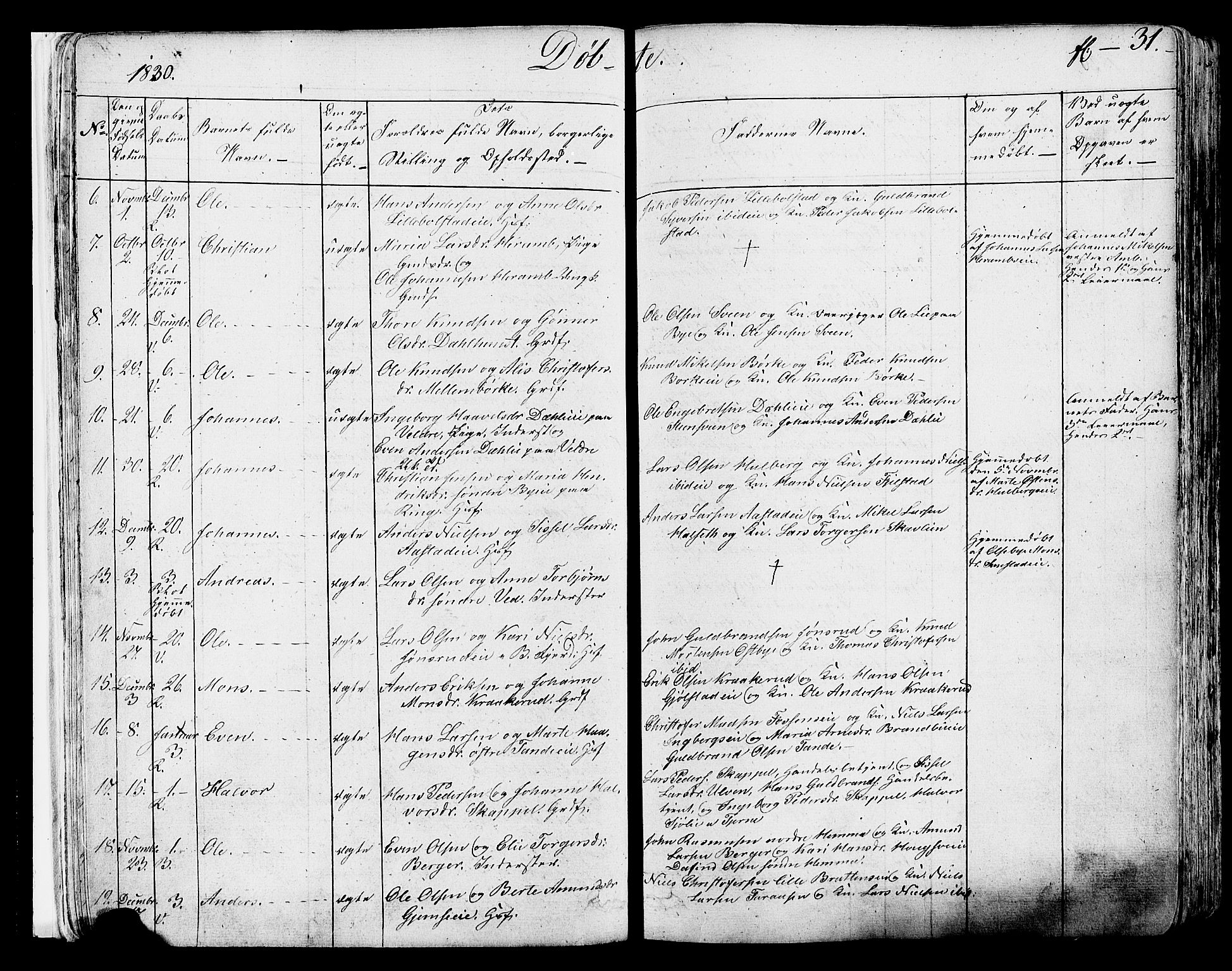 Ringsaker prestekontor, AV/SAH-PREST-014/K/Ka/L0007: Parish register (official) no. 7A, 1826-1837, p. 31