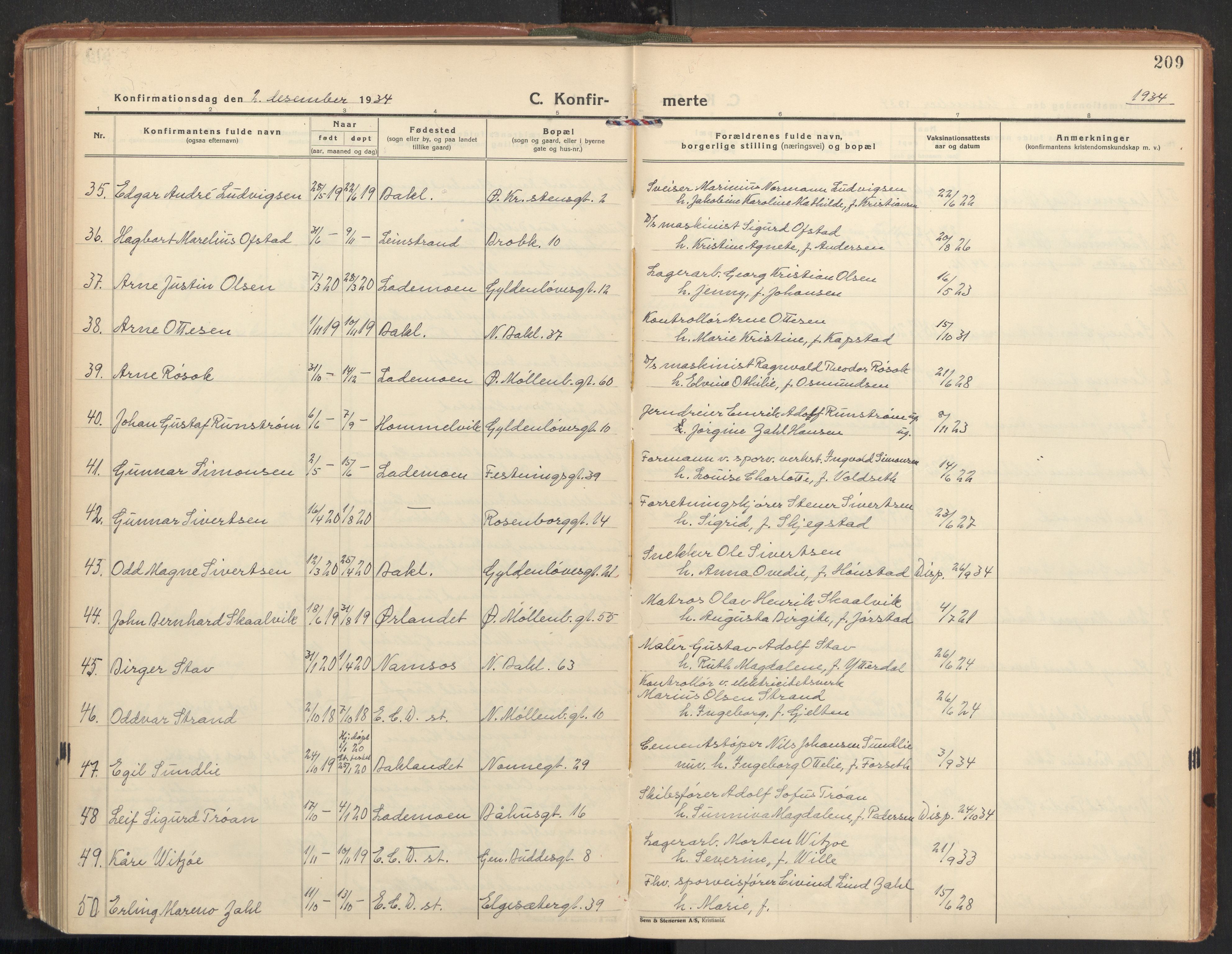 Ministerialprotokoller, klokkerbøker og fødselsregistre - Sør-Trøndelag, AV/SAT-A-1456/604/L0208: Parish register (official) no. 604A28, 1923-1937, p. 209