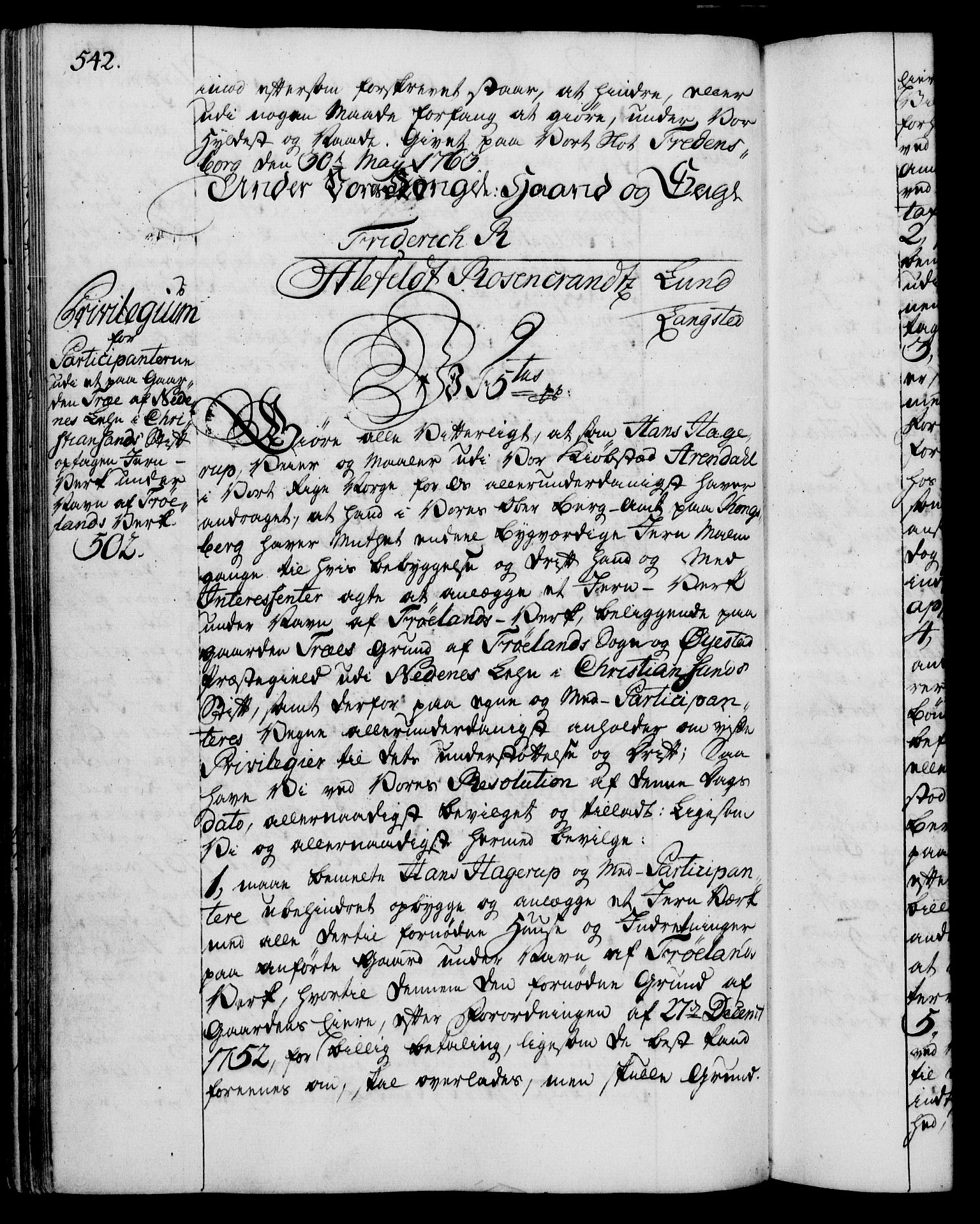 Rentekammeret, Kammerkanselliet, AV/RA-EA-3111/G/Gg/Gga/L0007: Norsk ekspedisjonsprotokoll med register (merket RK 53.7), 1759-1768, p. 542