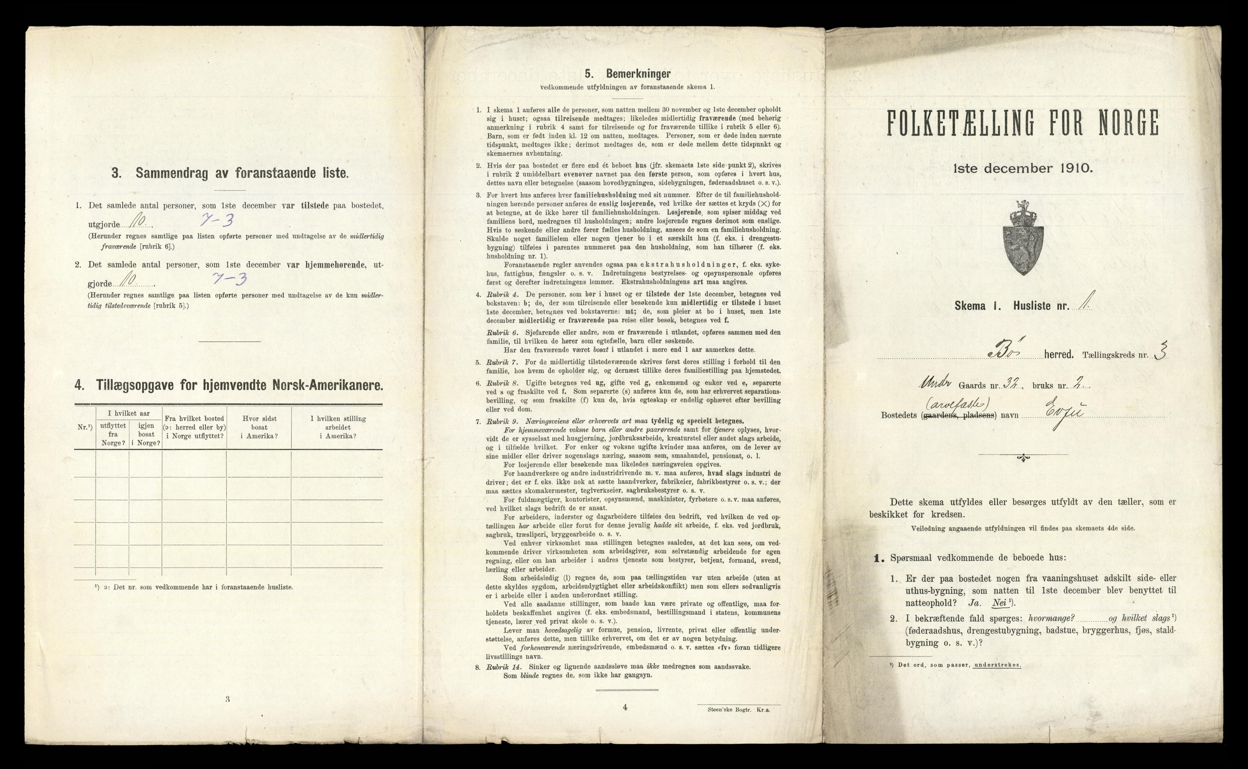 RA, 1910 census for Bø, 1910, p. 345