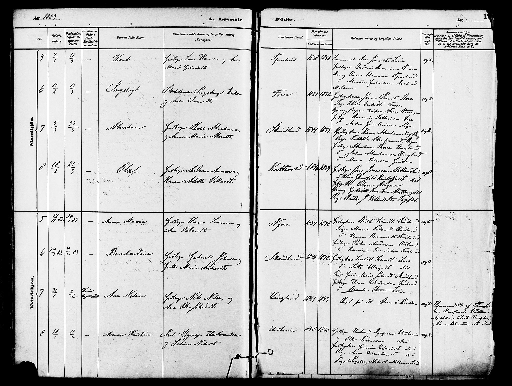 Lye sokneprestkontor, AV/SAST-A-101794/001/30BA/L0009: Parish register (official) no. A 8, 1881-1892, p. 19