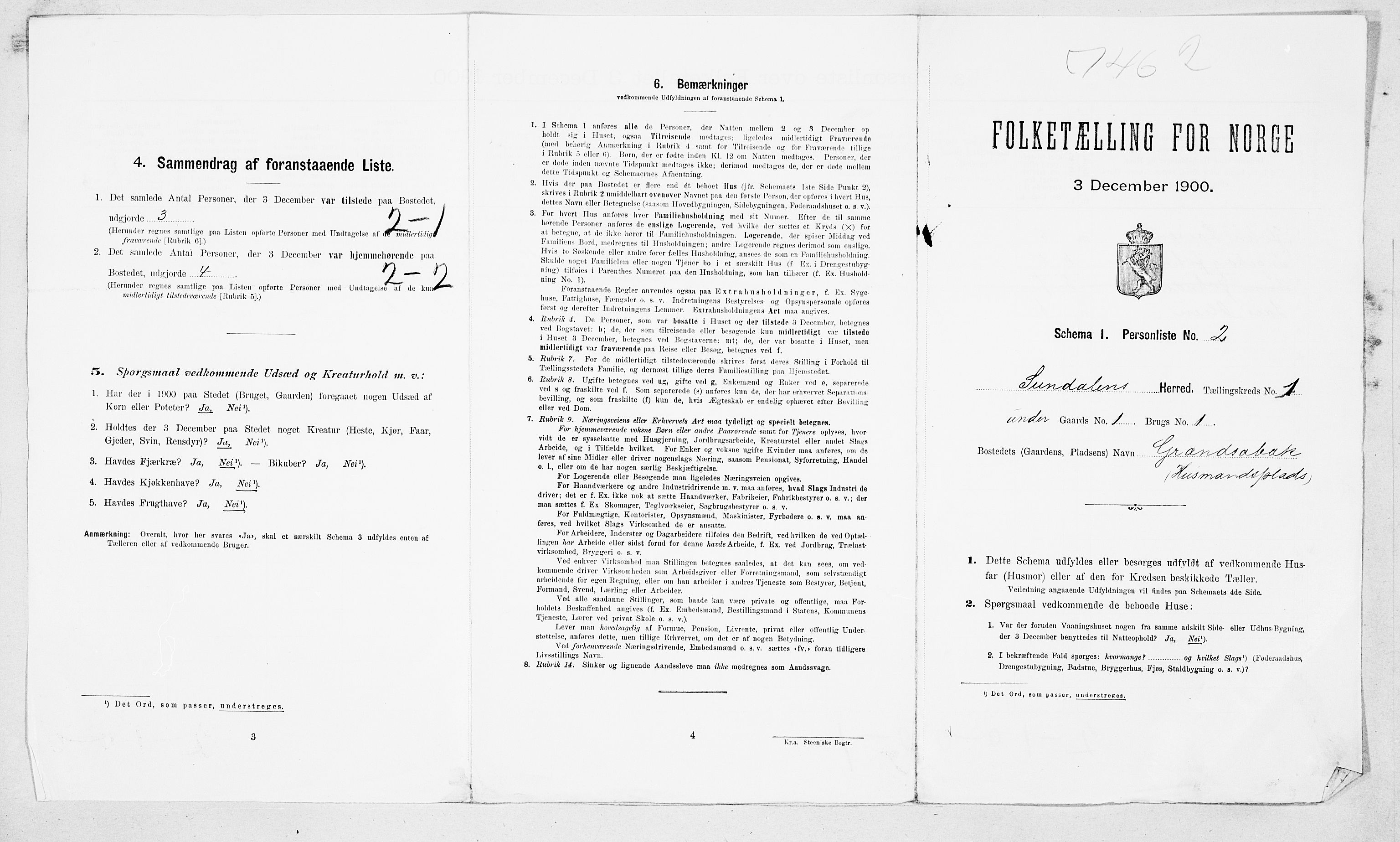 SAT, 1900 census for Sunndal, 1900, p. 22