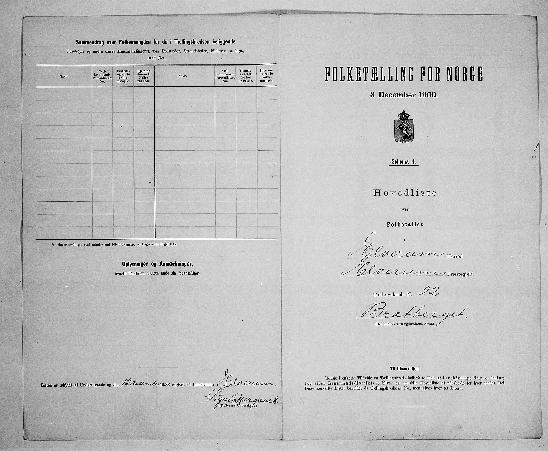 SAH, 1900 census for Elverum, 1900, p. 87