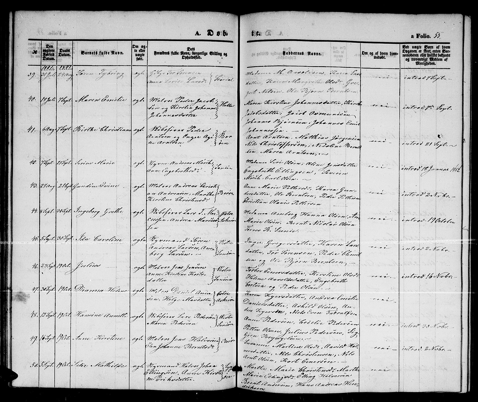 Dypvåg sokneprestkontor, AV/SAK-1111-0007/F/Fb/Fba/L0010: Parish register (copy) no. B 10, 1842-1857, p. 55