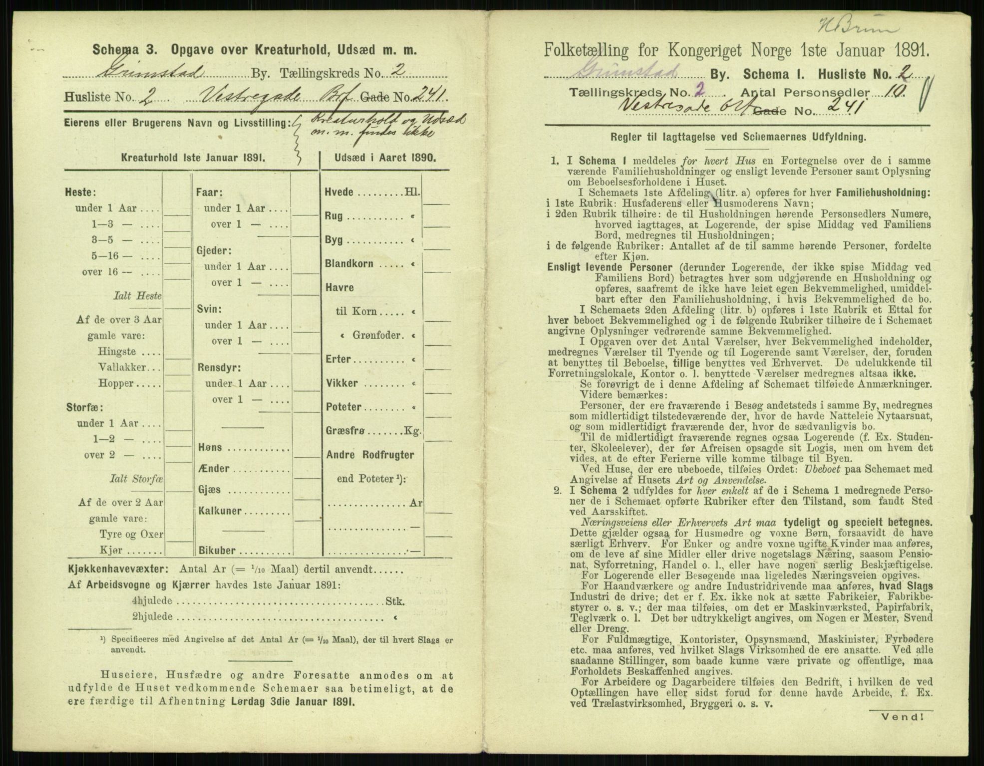 RA, 1891 census for 0904 Grimstad, 1891, p. 158