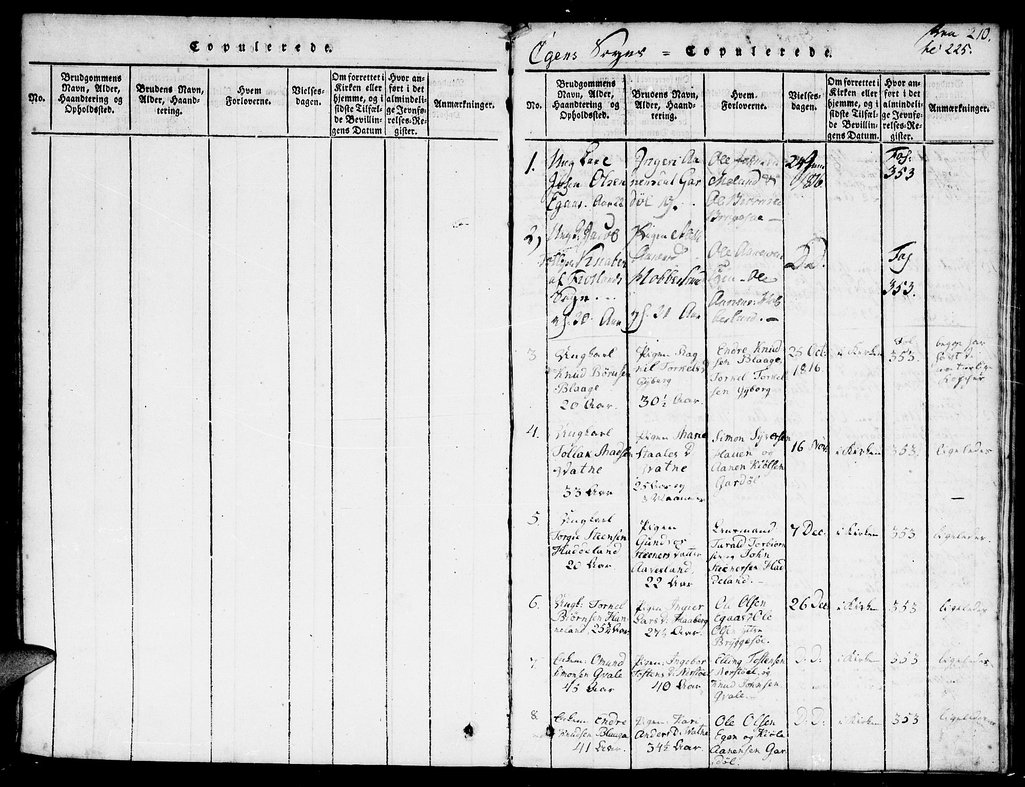 Hægebostad sokneprestkontor, AV/SAK-1111-0024/F/Fa/Faa/L0002: Parish register (official) no. A 2 /2, 1816-1824, p. 210