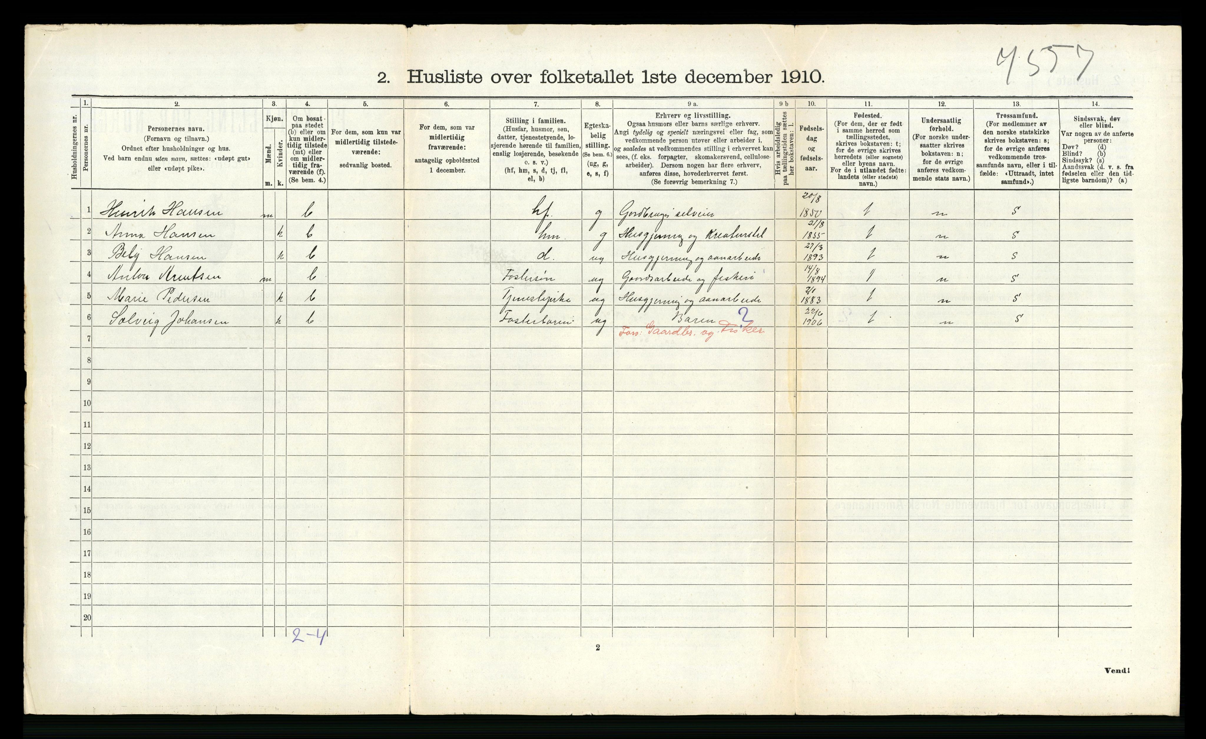 RA, 1910 census for Hadsel, 1910, p. 1060