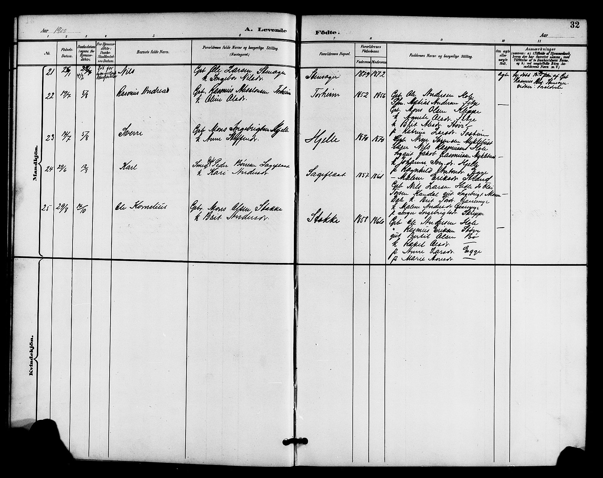Gloppen sokneprestembete, AV/SAB-A-80101/H/Hab/Habc/L0002: Parish register (copy) no. C 2, 1896-1910, p. 32