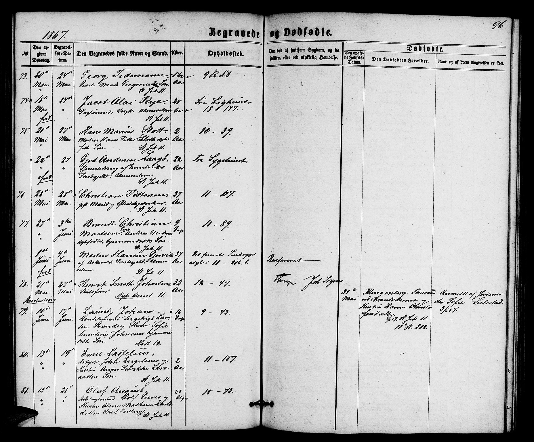 Domkirken sokneprestembete, AV/SAB-A-74801/H/Hab/L0039: Parish register (copy) no. E 3, 1860-1868, p. 96