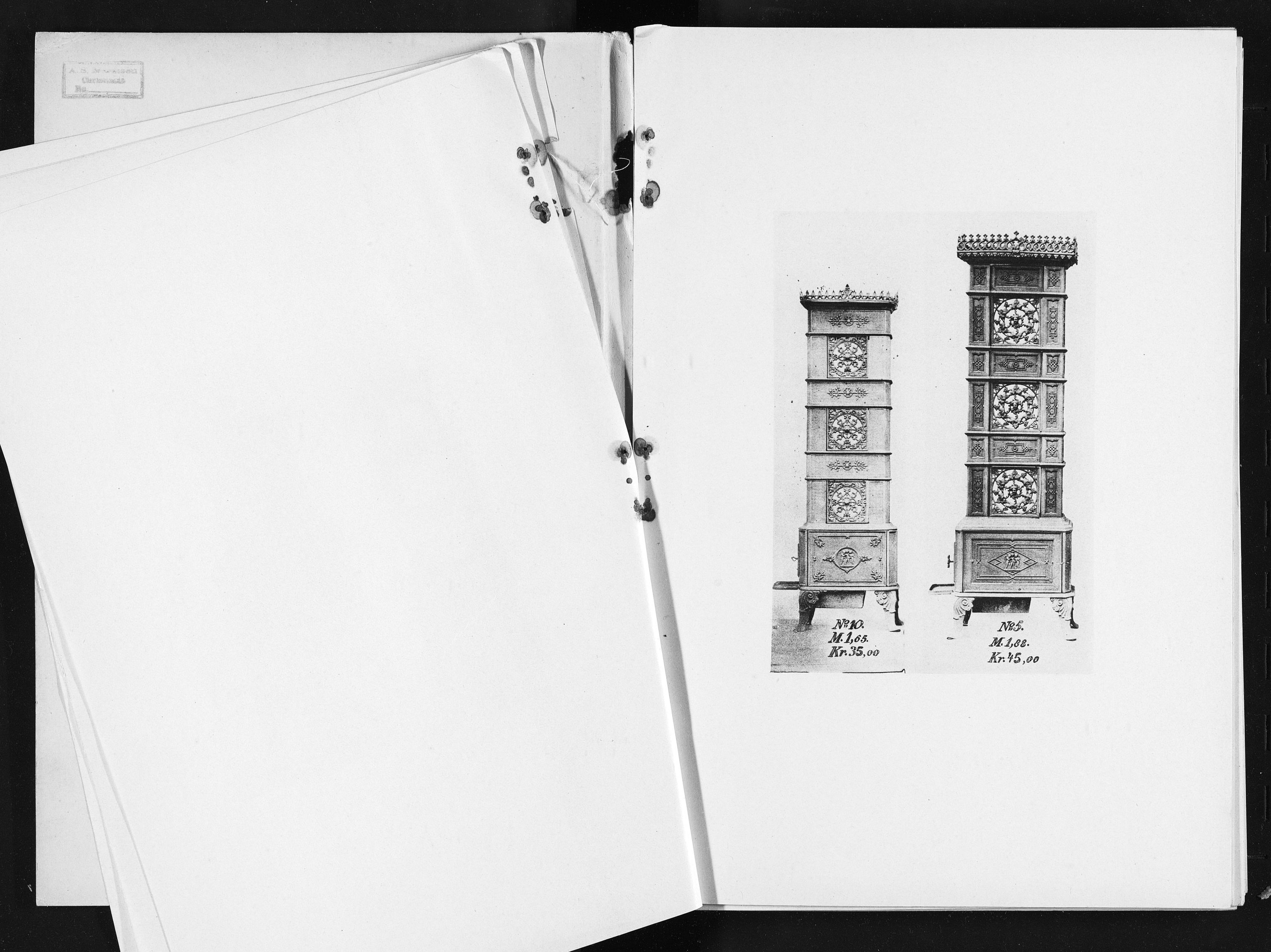 Næs Jernverksmuseets samling av historiske ovnskataloger, NESJ/NJM-006/01/L0030: O. Mustad & Söns Jernstøberi, Lysaker Uden Forbindtlighed, uten år, 1850-1920