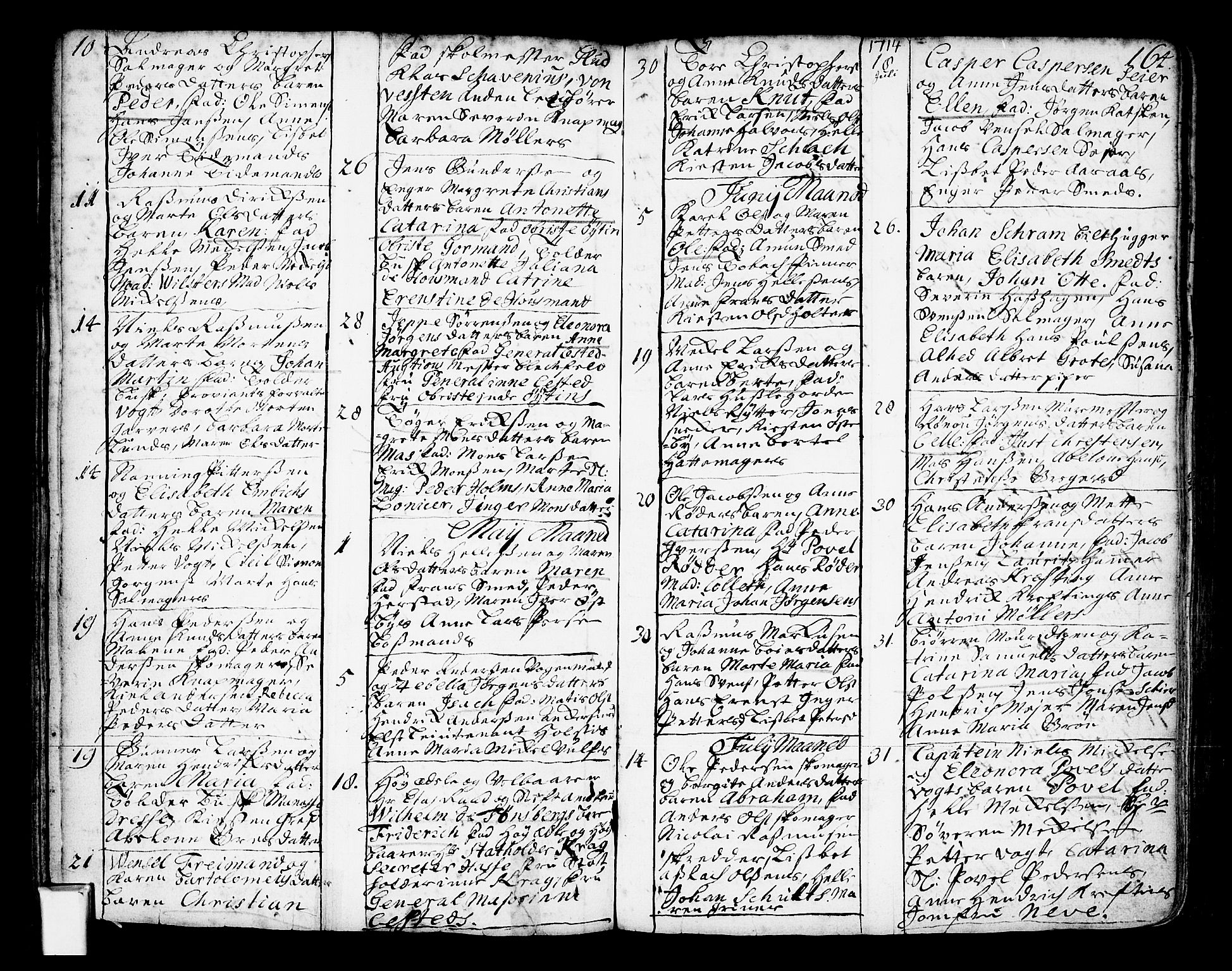 Oslo domkirke Kirkebøker, SAO/A-10752/F/Fa/L0002: Parish register (official) no. 2, 1705-1730, p. 164