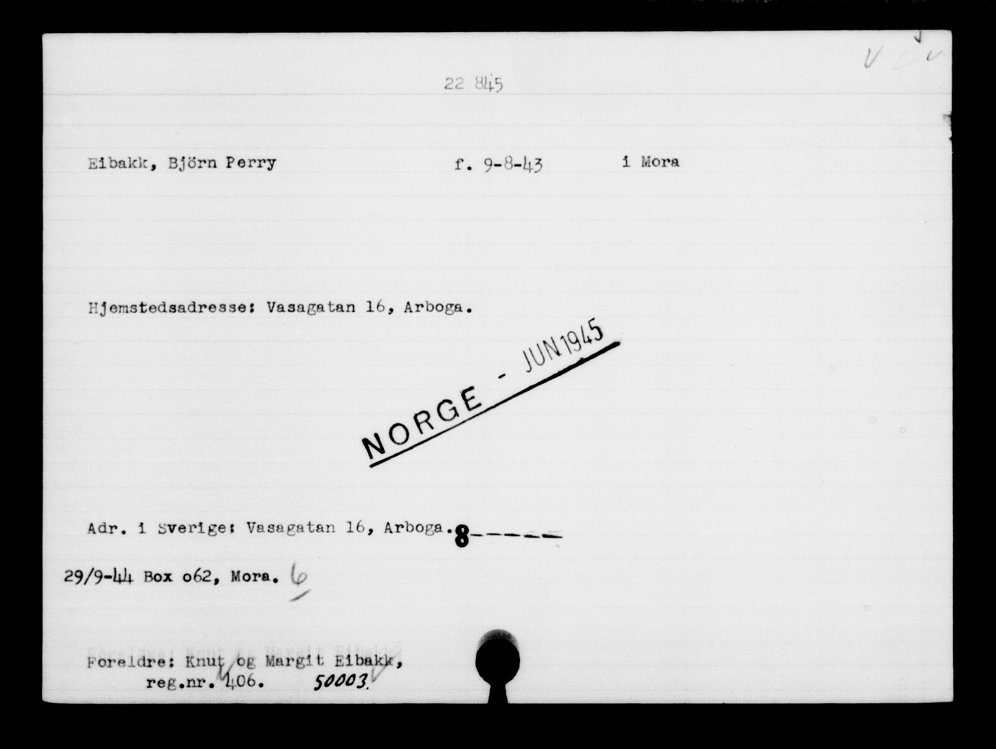 Den Kgl. Norske Legasjons Flyktningskontor, RA/S-6753/V/Va/L0010: Kjesäterkartoteket.  Flyktningenr. 22000-25314, 1940-1945, p. 922