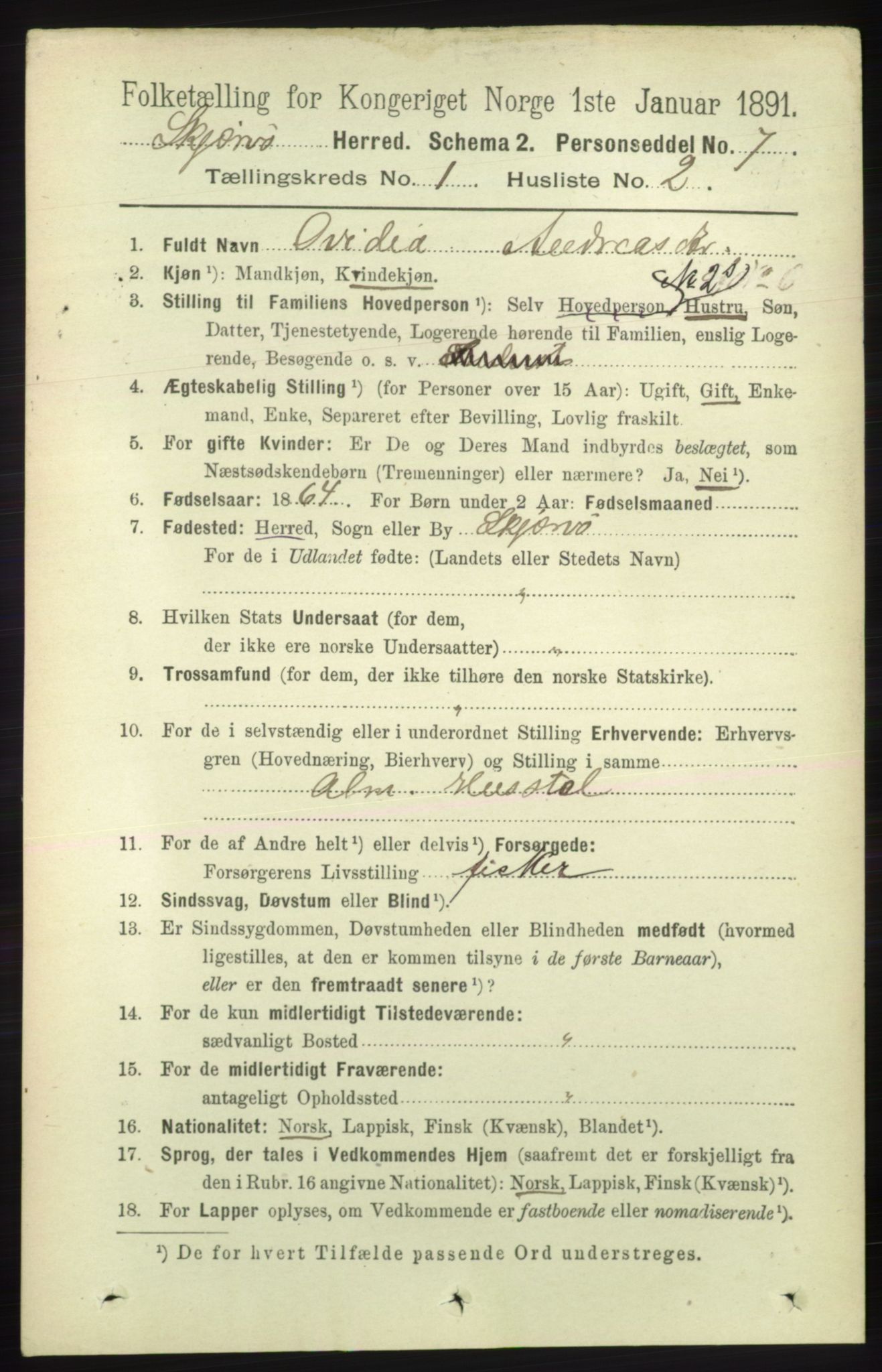 RA, 1891 census for 1941 Skjervøy, 1891, p. 140