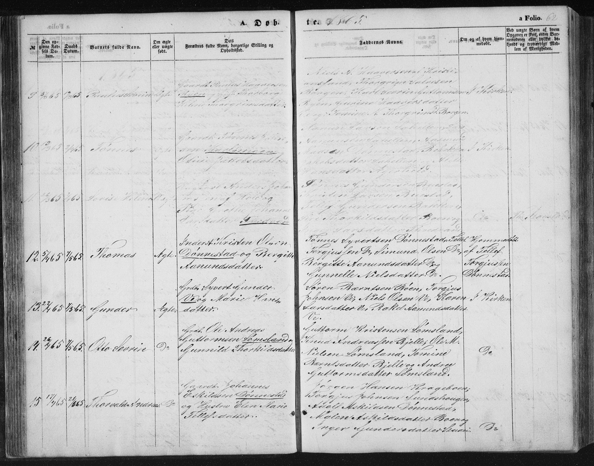 Tveit sokneprestkontor, AV/SAK-1111-0043/F/Fb/L0003: Parish register (copy) no. B 3, 1854-1886, p. 62