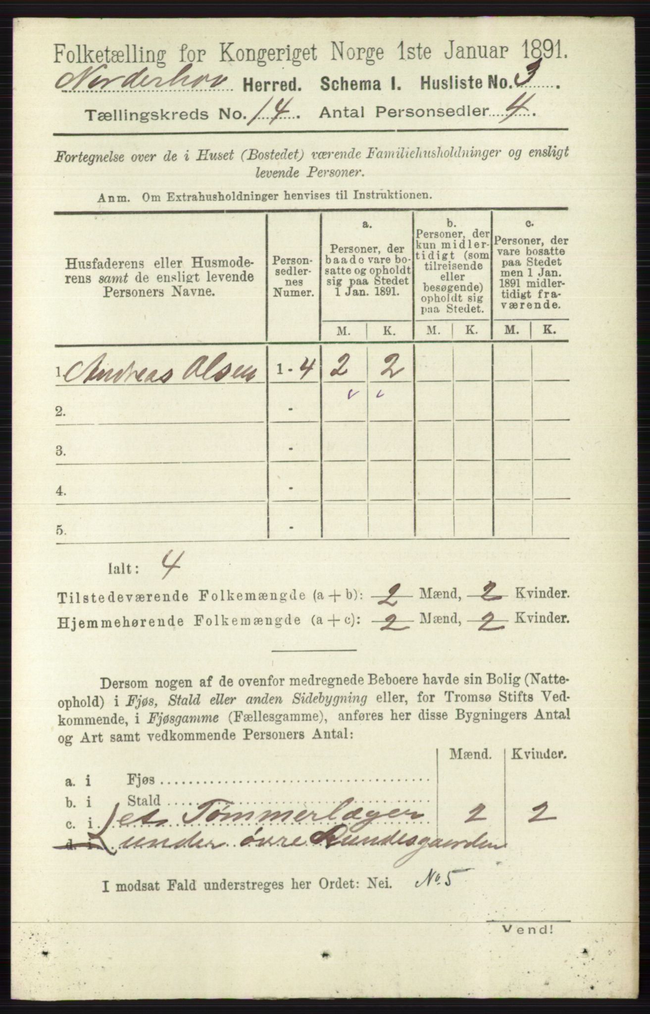 RA, 1891 census for 0613 Norderhov, 1891, p. 9297