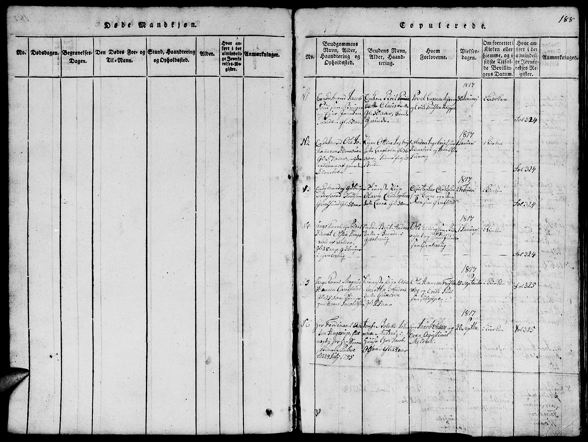 Ministerialprotokoller, klokkerbøker og fødselsregistre - Møre og Romsdal, SAT/A-1454/507/L0078: Parish register (copy) no. 507C01, 1816-1840, p. 188