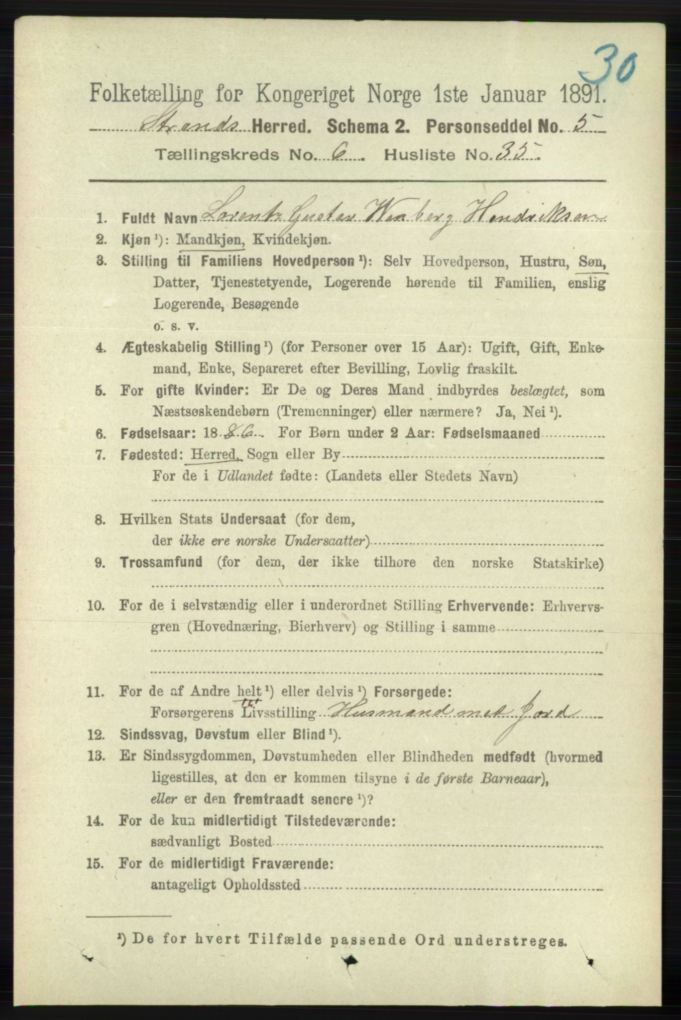 RA, 1891 census for 1130 Strand, 1891, p. 1858