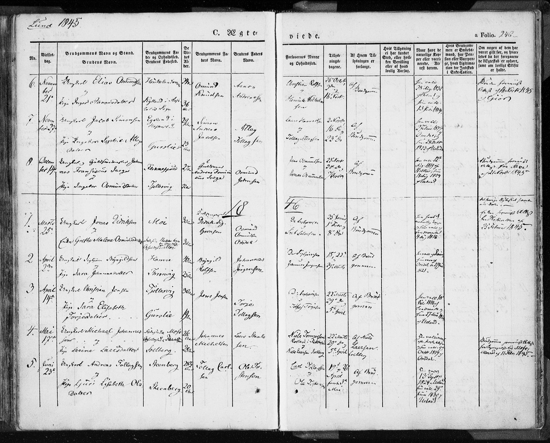 Lund sokneprestkontor, AV/SAST-A-101809/S06/L0007: Parish register (official) no. A 7.1, 1833-1854, p. 246