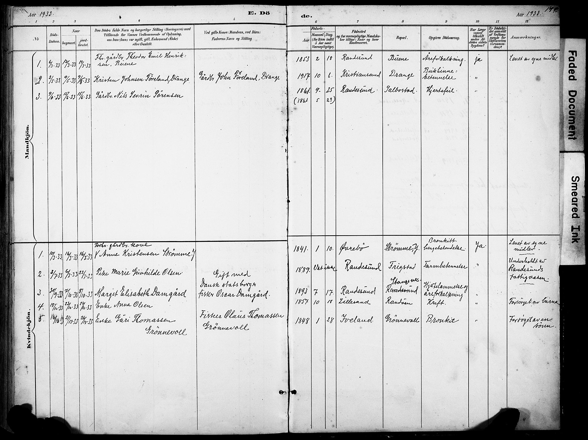 Oddernes sokneprestkontor, SAK/1111-0033/F/Fb/Fbb/L0002: Parish register (copy) no. B 2, 1889-1933, p. 144