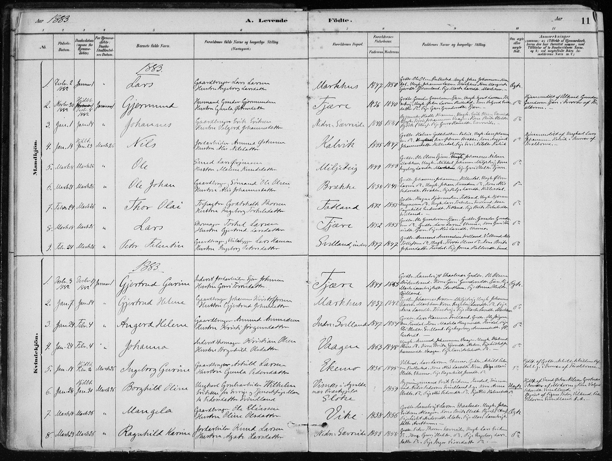 Skånevik sokneprestembete, SAB/A-77801/H/Haa: Parish register (official) no. E  1, 1879-1901, p. 11