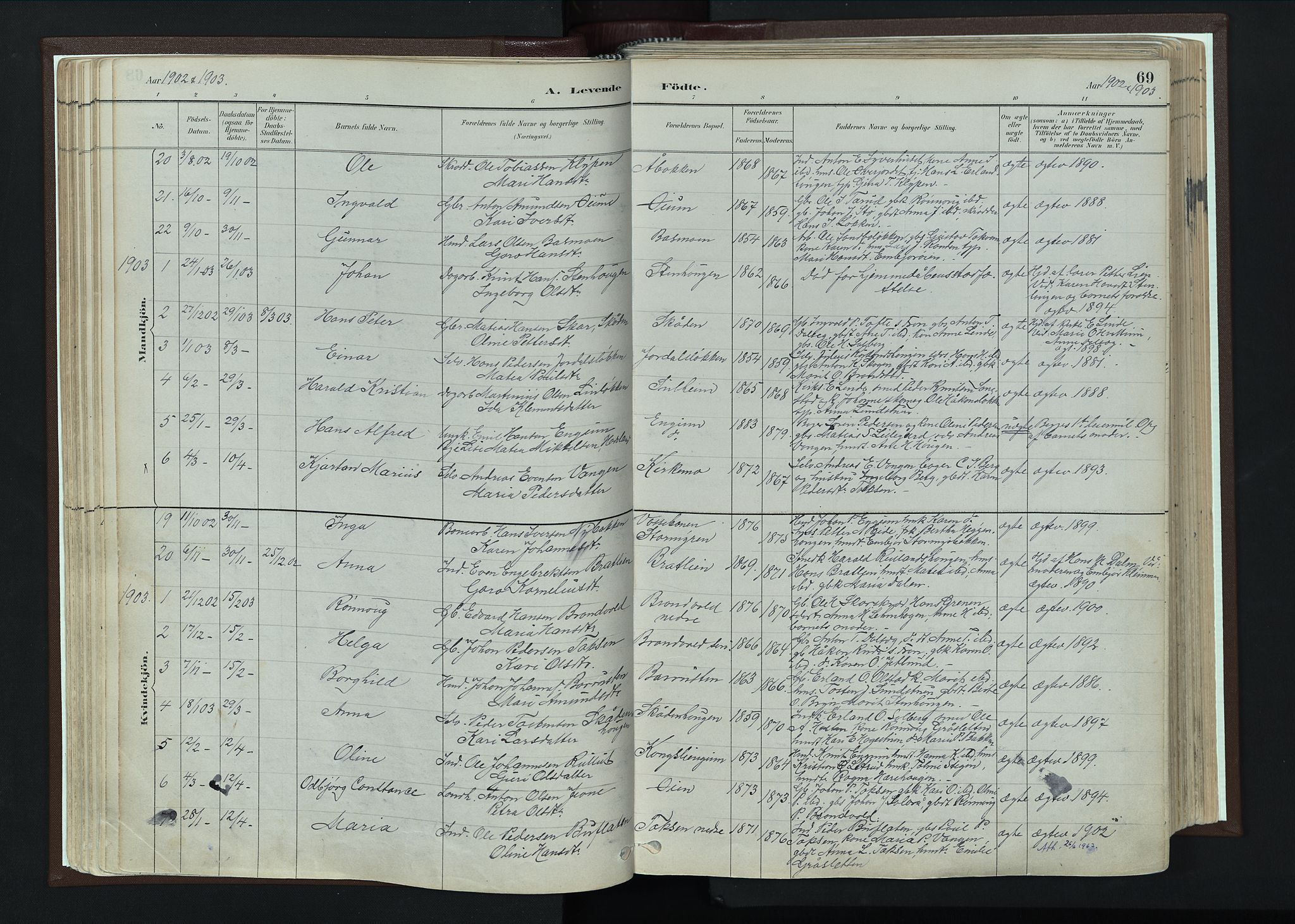 Nord-Fron prestekontor, SAH/PREST-080/H/Ha/Haa/L0004: Parish register (official) no. 4, 1884-1914, p. 69