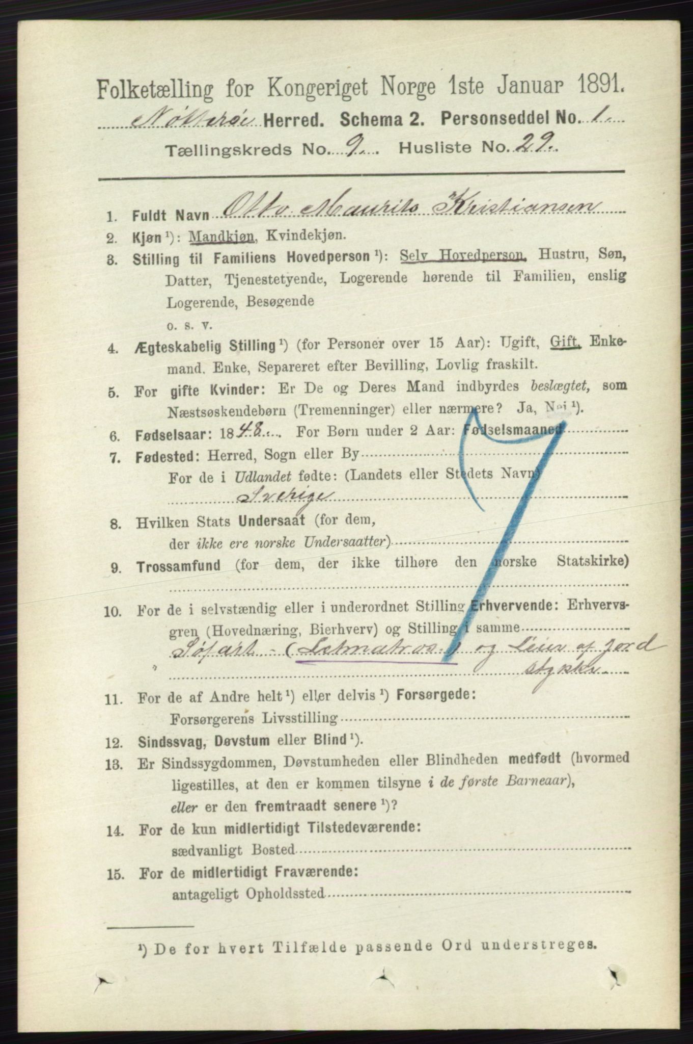 RA, 1891 census for 0722 Nøtterøy, 1891, p. 4719