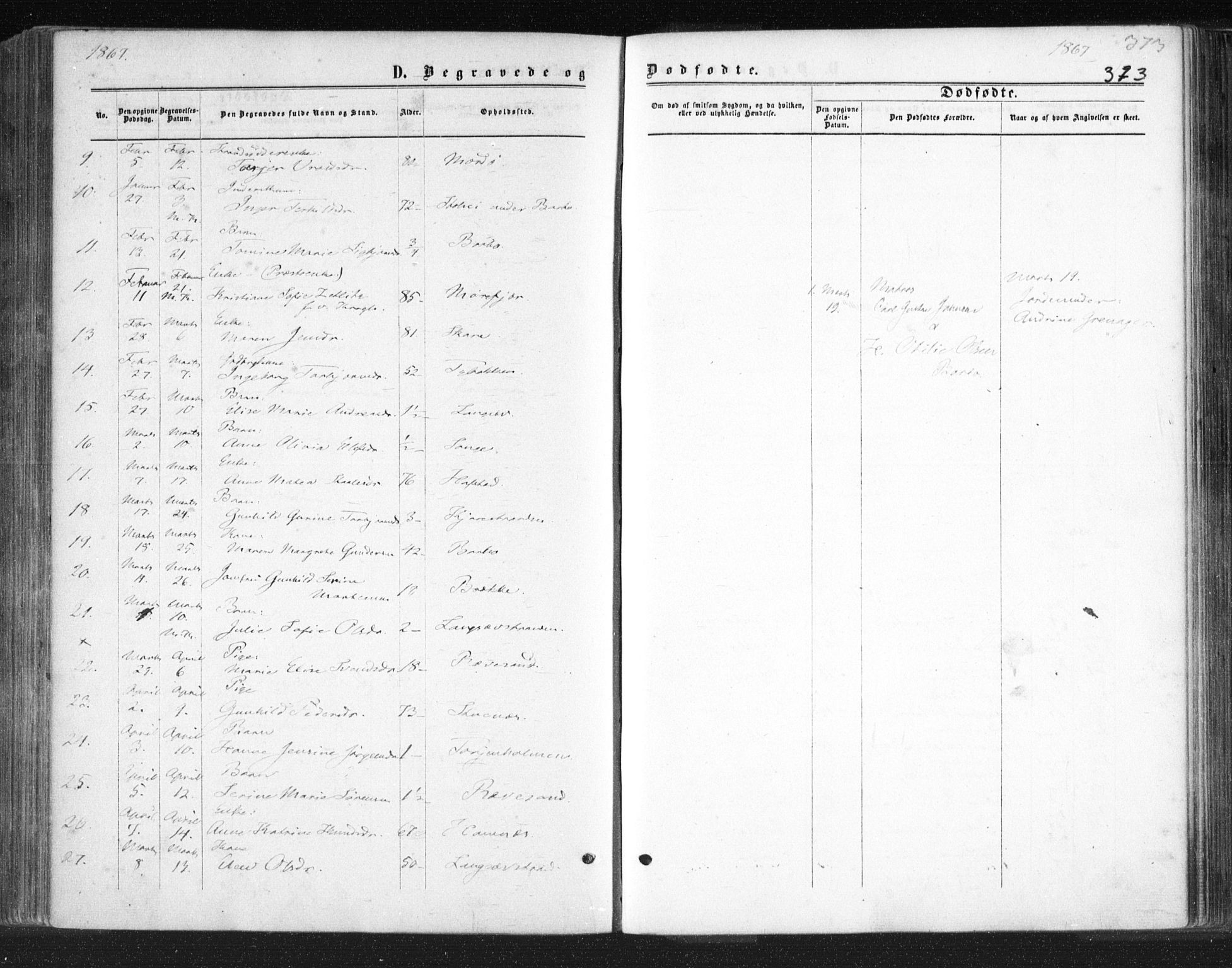 Tromøy sokneprestkontor, SAK/1111-0041/F/Fa/L0007: Parish register (official) no. A 7, 1864-1869, p. 373