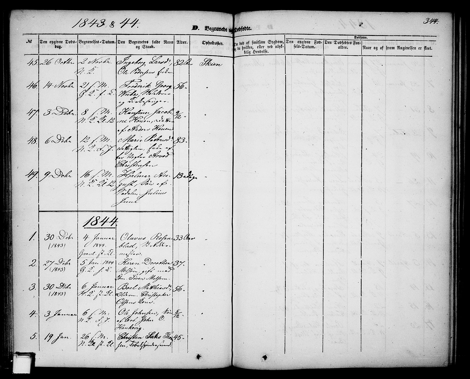 Skien kirkebøker, SAKO/A-302/G/Ga/L0004: Parish register (copy) no. 4, 1843-1867, p. 344