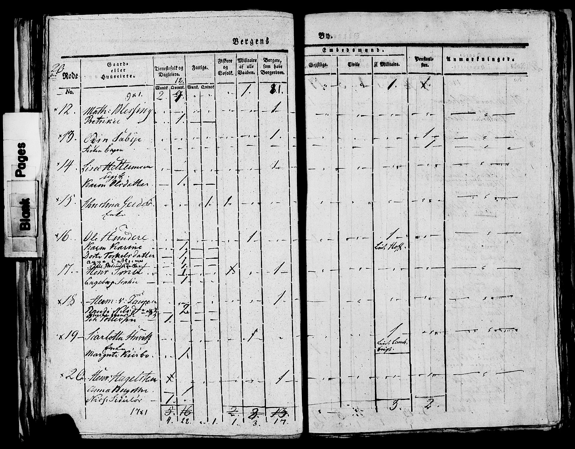 SAB, 1815 Census for Bergen, 1815, p. 835