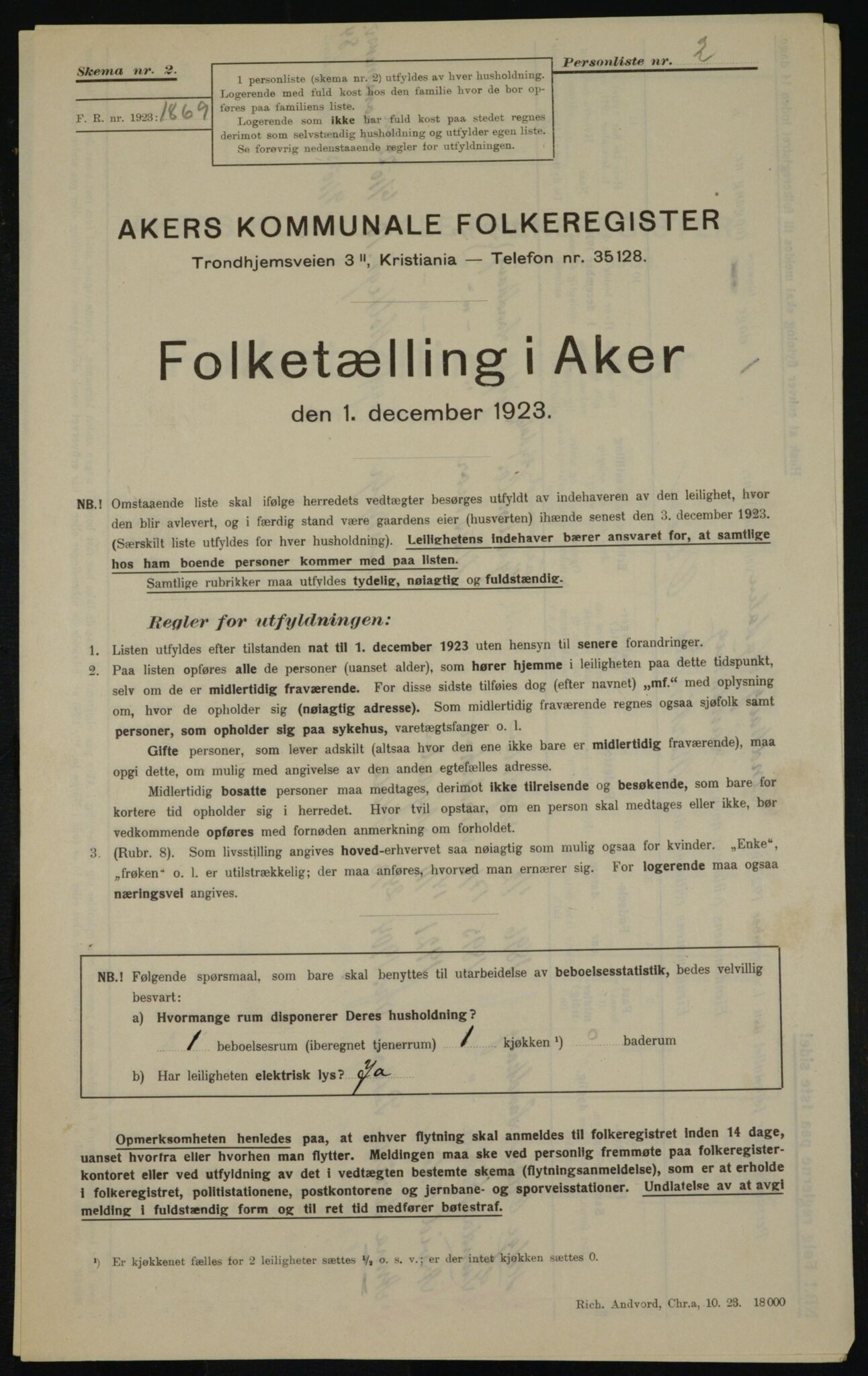 , Municipal Census 1923 for Aker, 1923, p. 20138