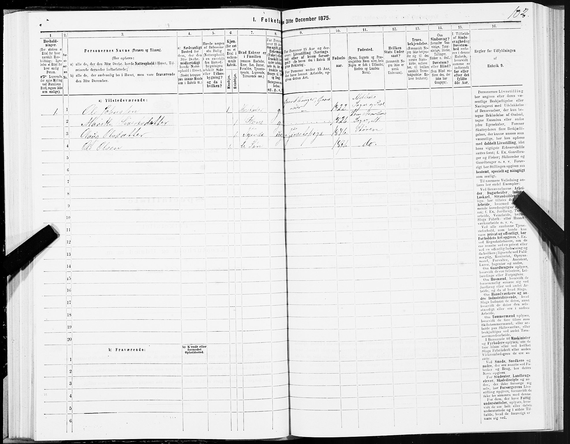 SAT, 1875 census for 1653P Melhus, 1875, p. 8102