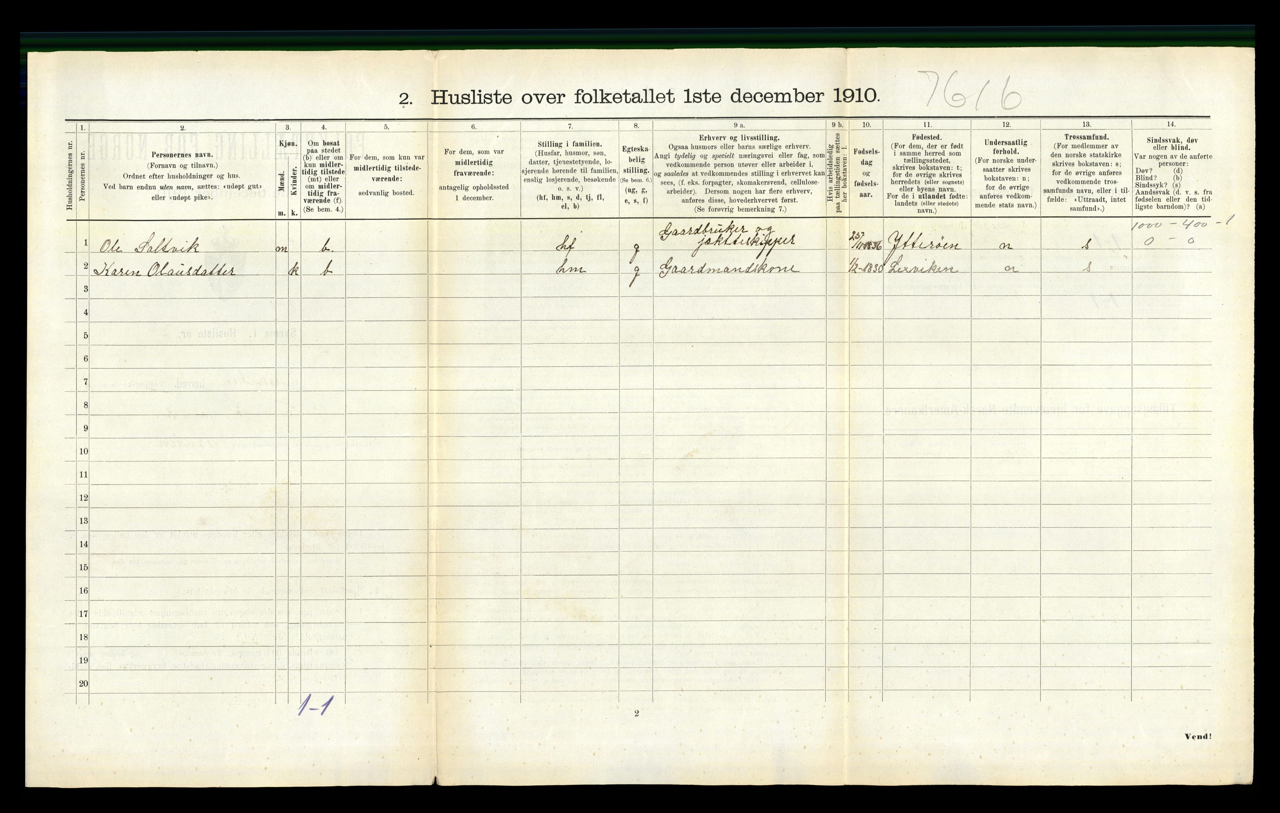 RA, 1910 census for Mosvik, 1910, p. 85