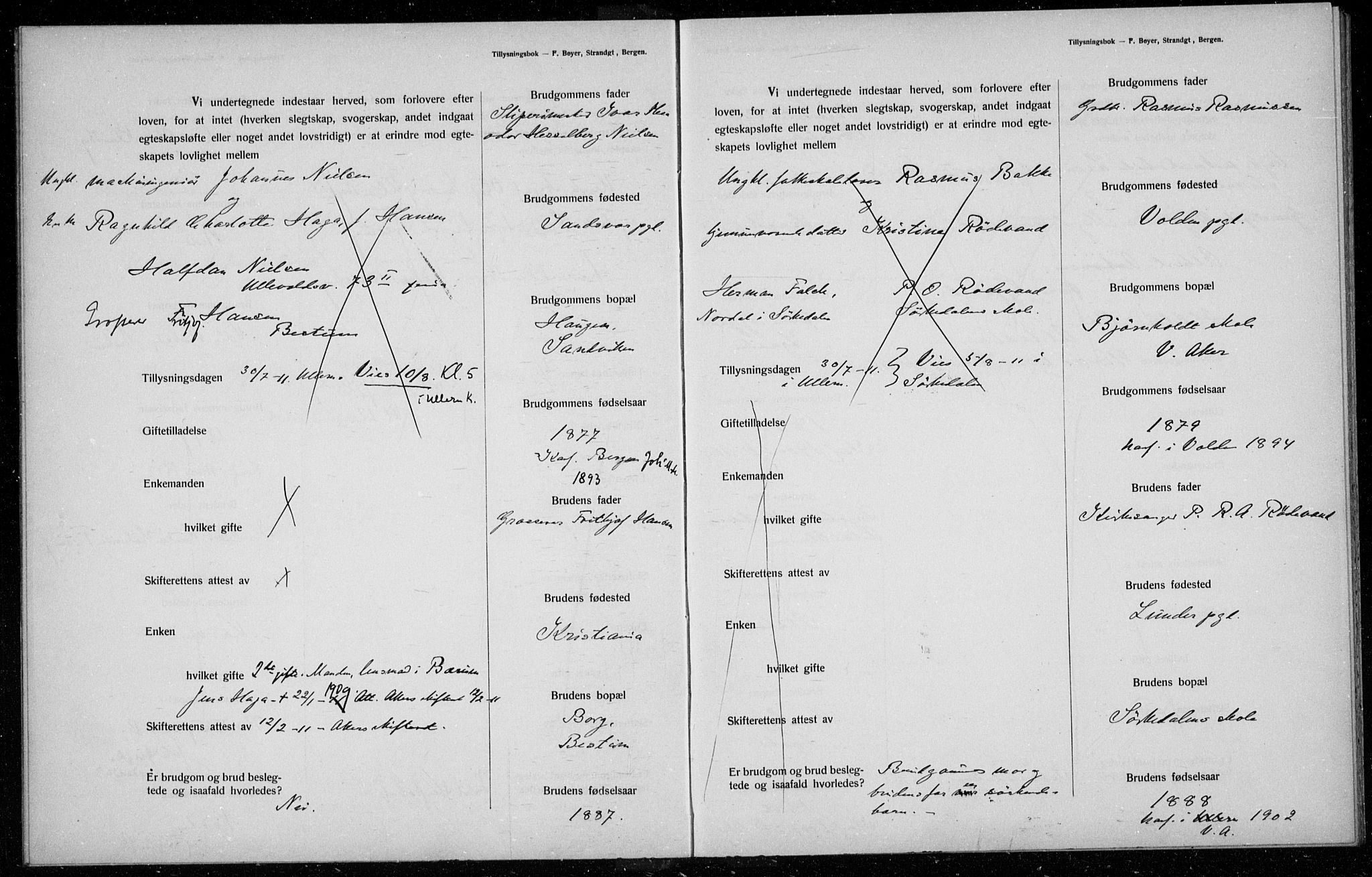 Ullern prestekontor Kirkebøker, AV/SAO-A-10740/H/L0001: Banns register no. 1, 1911-1916