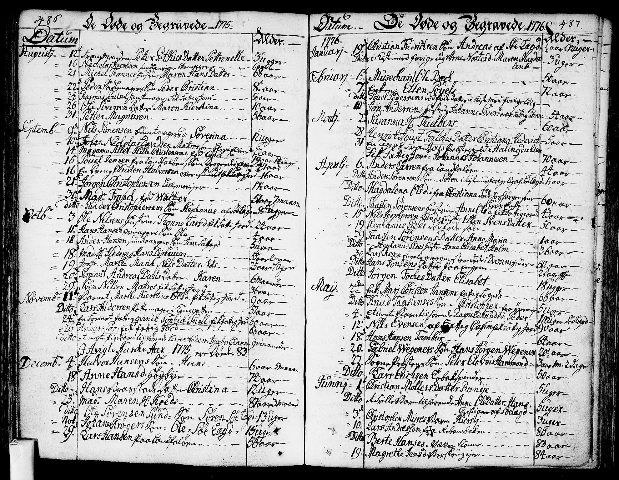 Bragernes kirkebøker, SAKO/A-6/F/Fa/L0005: Parish register (official) no. I 5, 1759-1781, p. 486-487