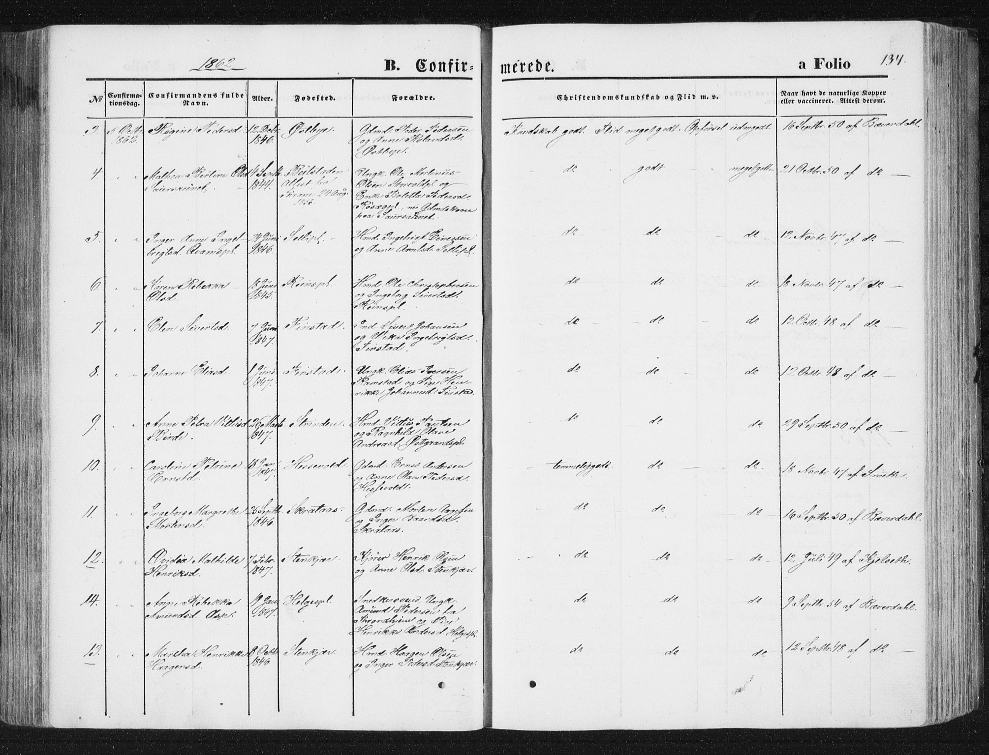 Ministerialprotokoller, klokkerbøker og fødselsregistre - Nord-Trøndelag, AV/SAT-A-1458/746/L0447: Parish register (official) no. 746A06, 1860-1877, p. 134